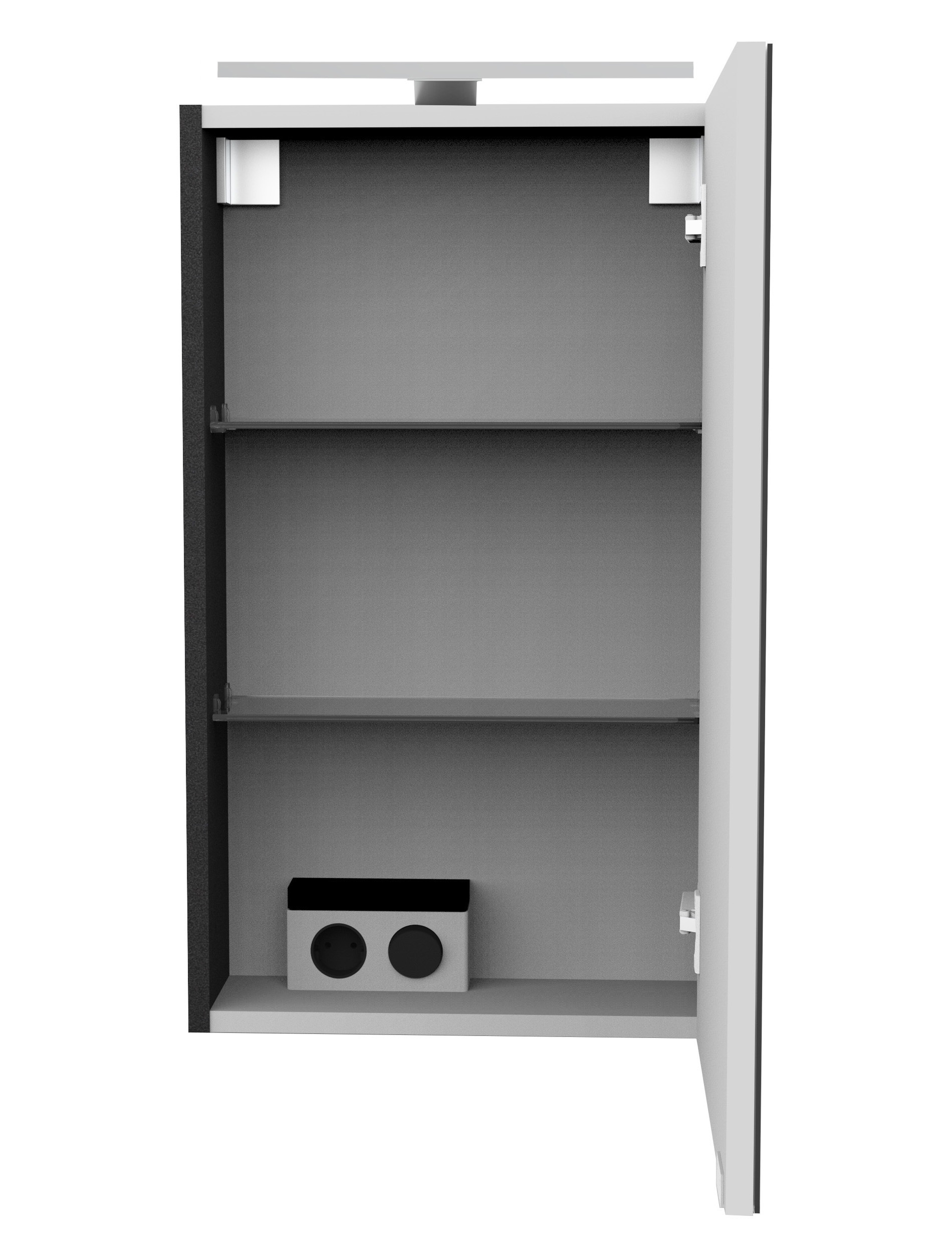 FACKELMANN Spiegelschrank »SBC« Spiegelschrank mit LED-Aufsatzleuchte,  Aufsatzleuchte, Schalter und Steckdose, Breite 40cm, Anschlag rechts