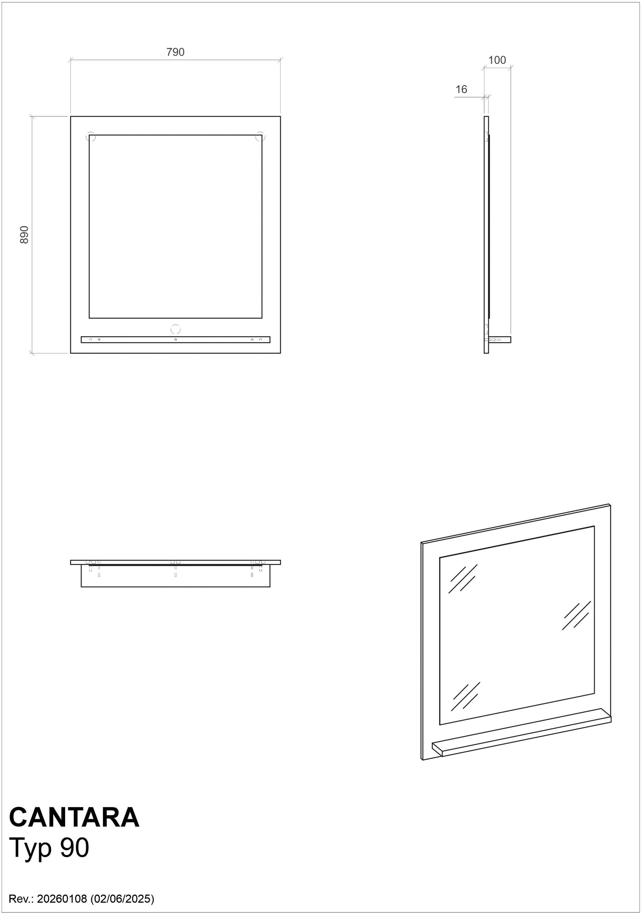 Home affaire Garderobenspiegel »Cantara, Spiegel in zwei Farben, modernes, zeitloses Design« universell einsetzbar, mit Ablagefläche, eckig, 79 cm breit