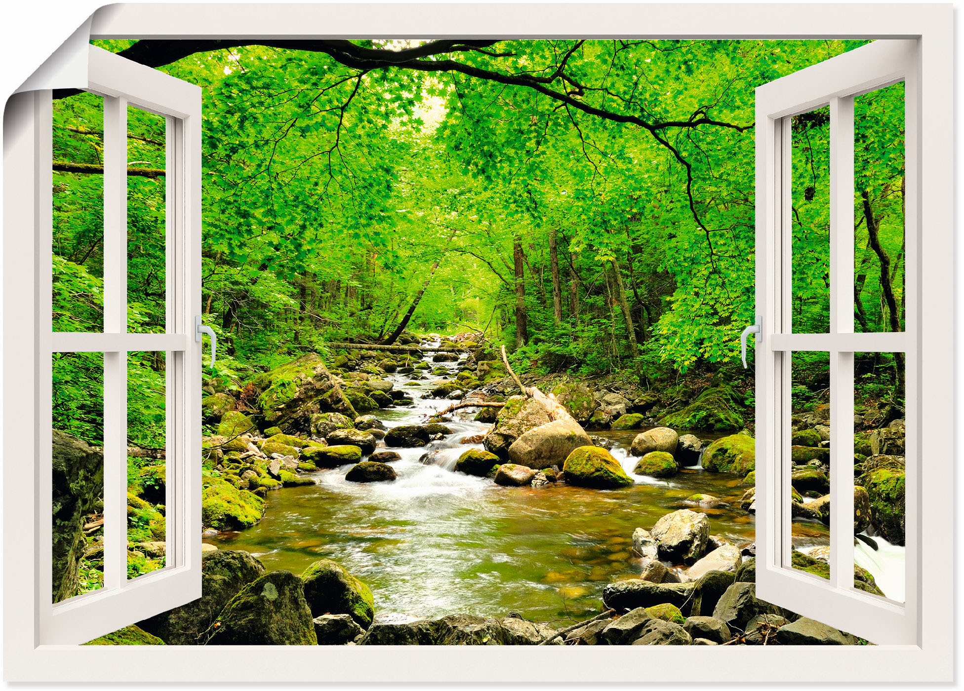 Artland Wandbild »Fensterblick Herbstwald Fluß Shop St.), oder bestellen OTTO Smolny«, Online Leinwandbild, in (1 Größen versch. Poster im Fensterblick, als Wandaufkleber