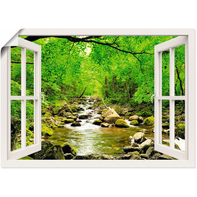 Artland Wandbild »Fensterblick Herbstwald Fluß Smolny«, Fensterblick, (1 St.),  als Leinwandbild, Wandaufkleber oder Poster in versch. Größen bestellen im  OTTO Online Shop
