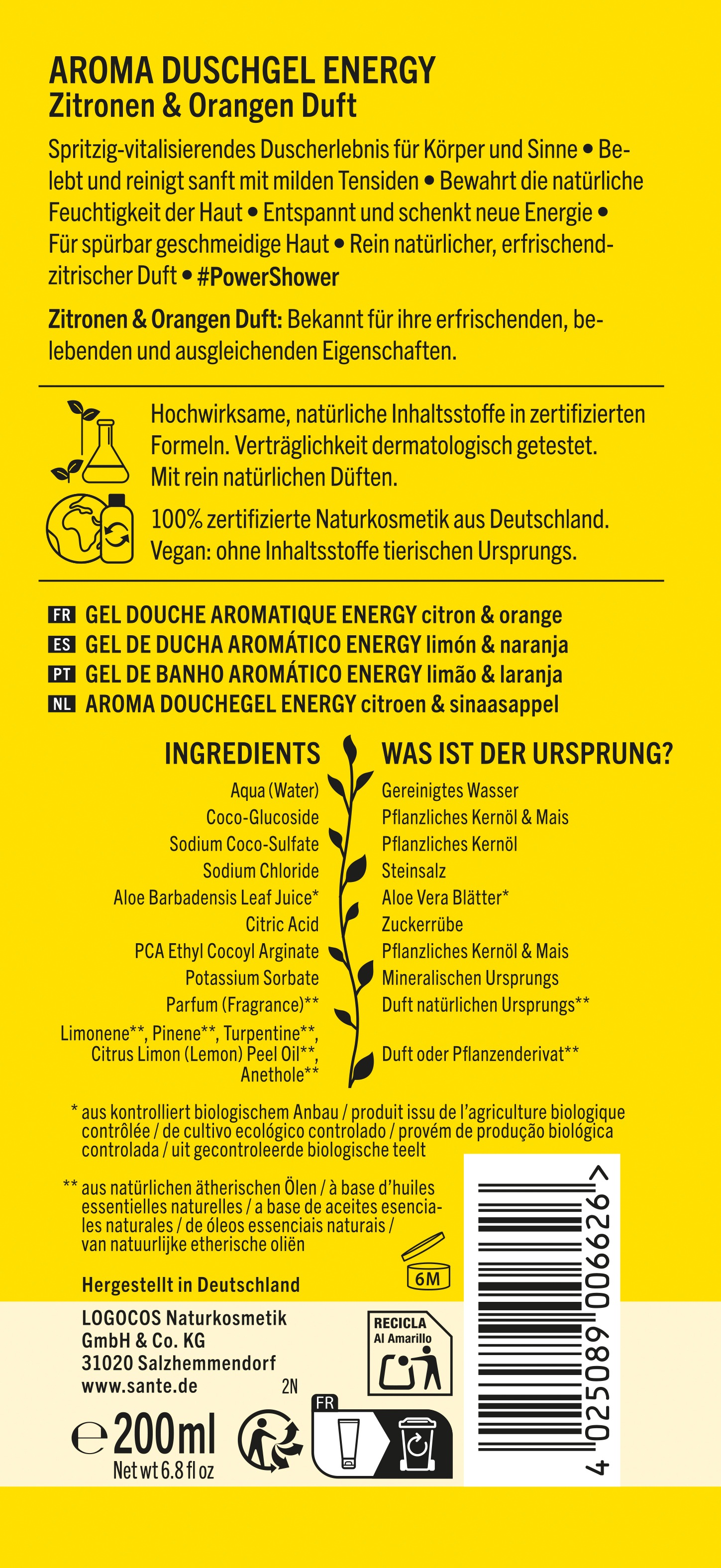 SANTE Duschgel »energy« Belebend und erfrischend