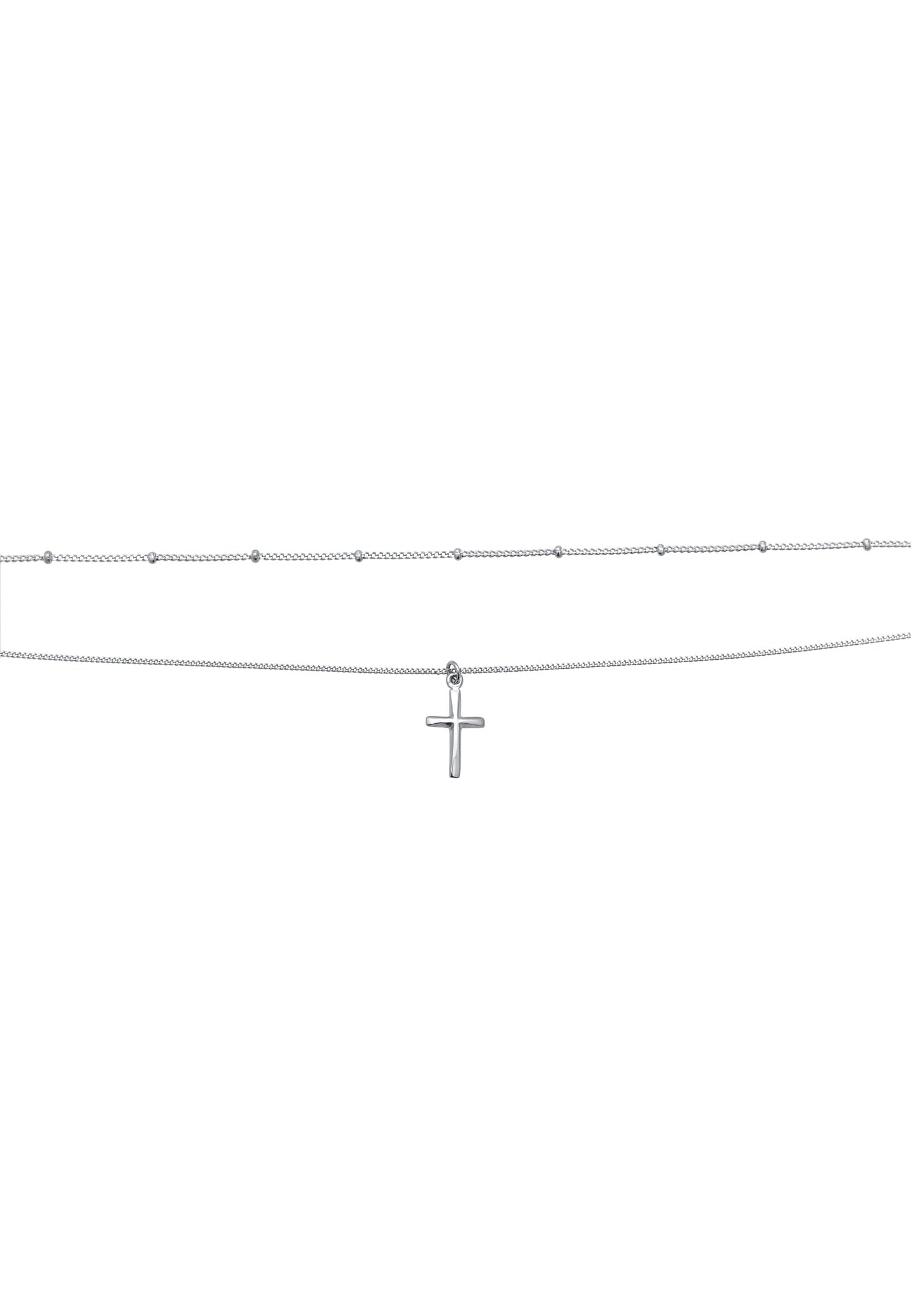 Elli Silberkette »Halskette Layer Choker Kreuz Kugelkette 925 Silber«