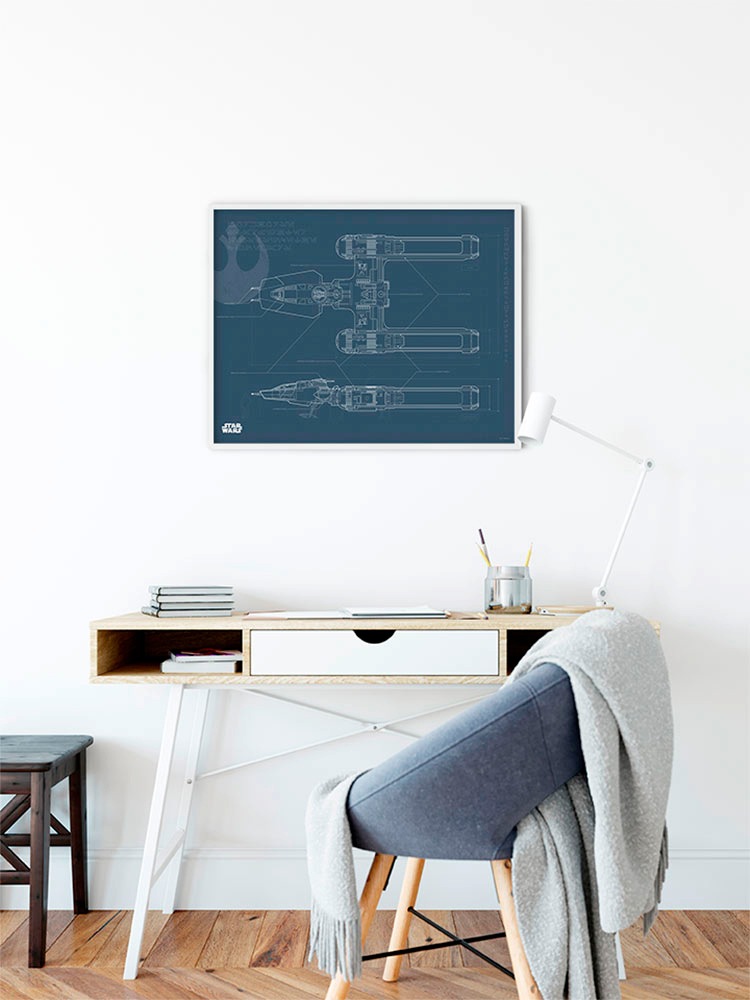 Komar Poster »Star Wars EP9 Blueprint Y-Wing«, Star Wars, (1 St.), Kinderzimmer, Schlafzimmer, Wohnzimmer