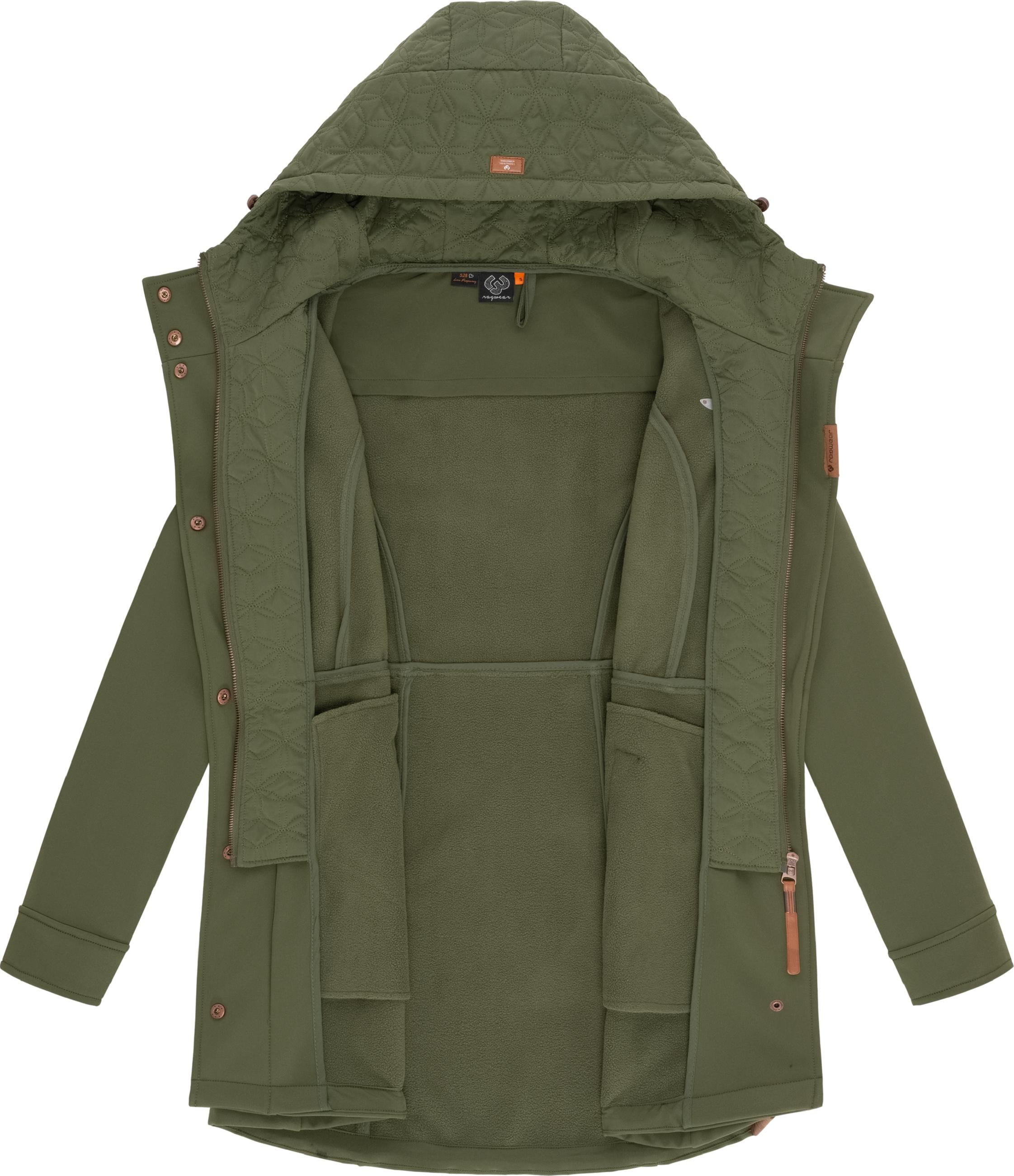 Ragwear Softshellmantel »Softshellmantel Ybela«, sportliche, gefütterte Outdoorjacke mit Kapuze