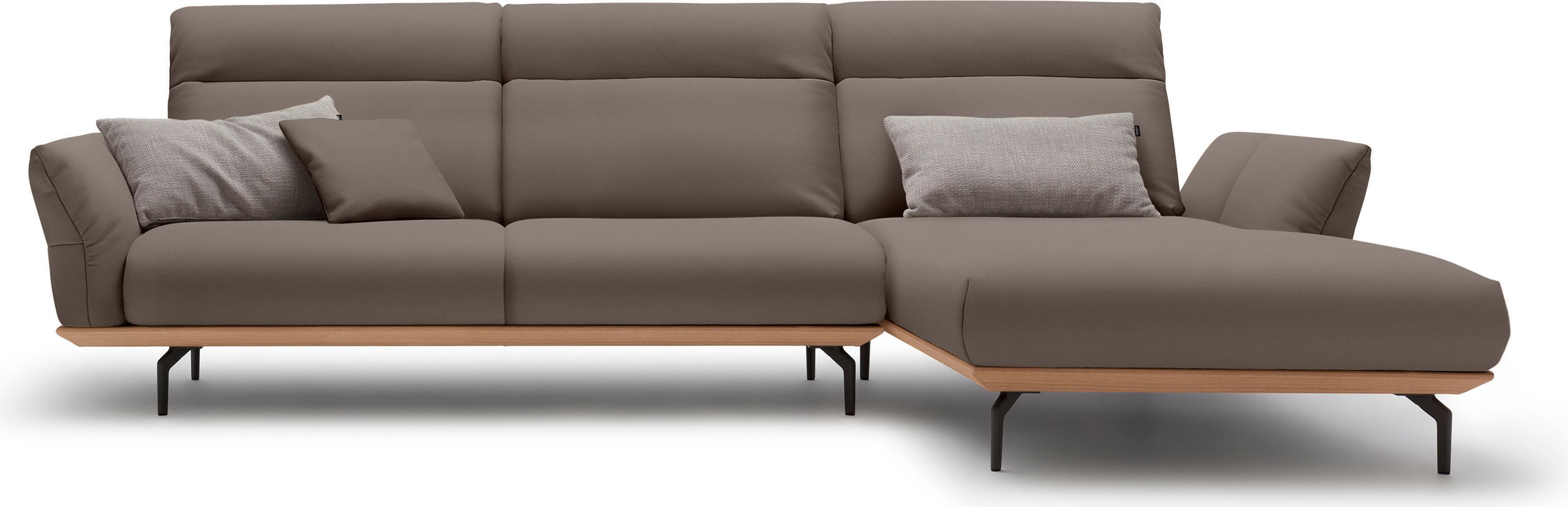 Creation BY ROLF BENZ Ecksofa »CR.460«, Sockel in Eiche, Winkelfüße in Umbragrau, Breite 318 cm