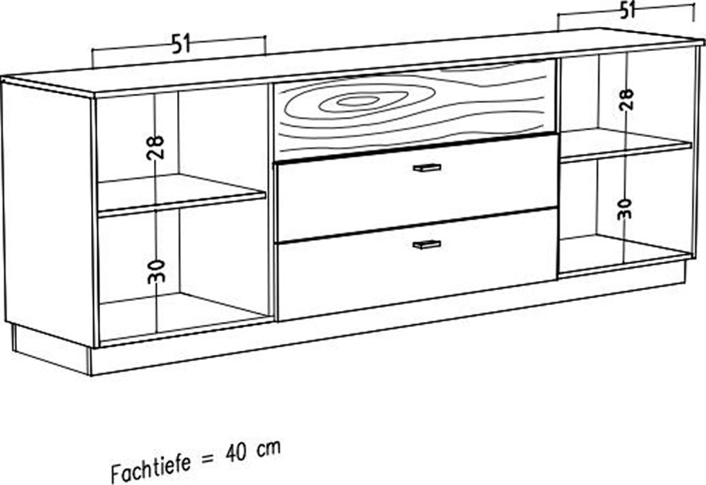Mäusbacher Lowboard B/H/T: 207x72x45, inkl. Beleuchtung