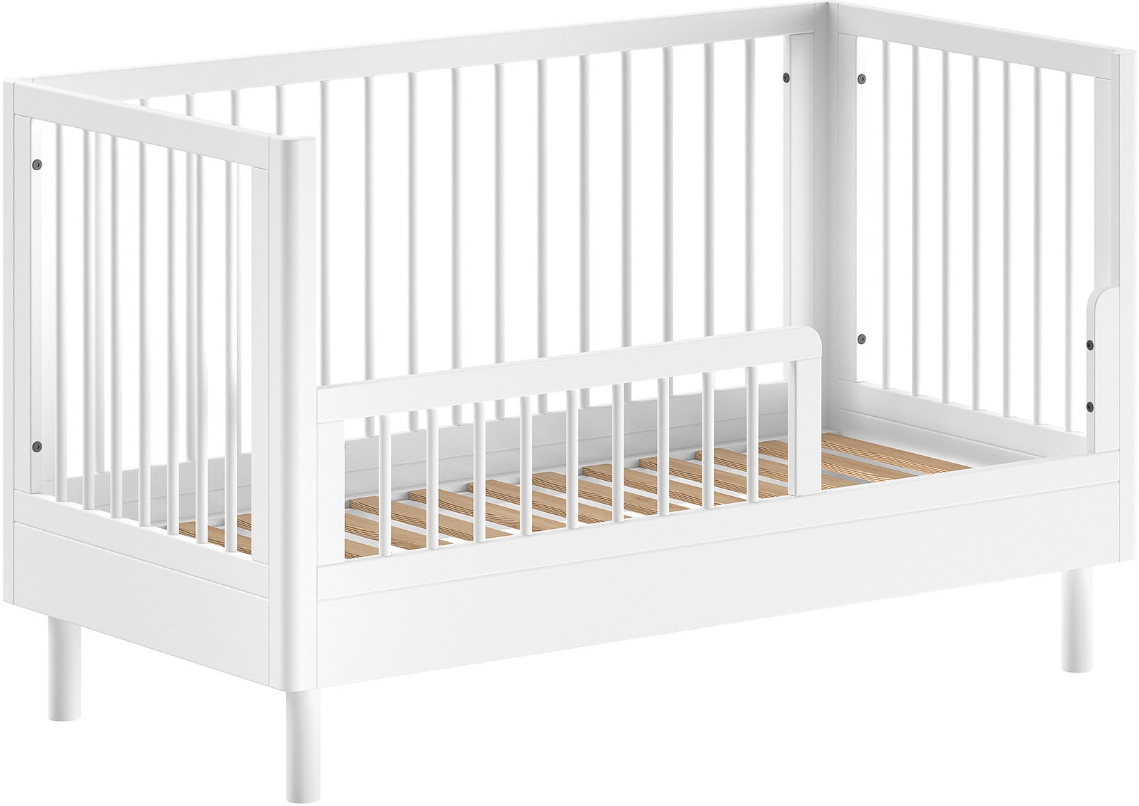 Home affaire Babybett »Forrest, aus massiver Buche weiß lackiert, zeitloses Design«, 3-fach höhenverstellbarer Lattenrost, sehr stabil gebaut