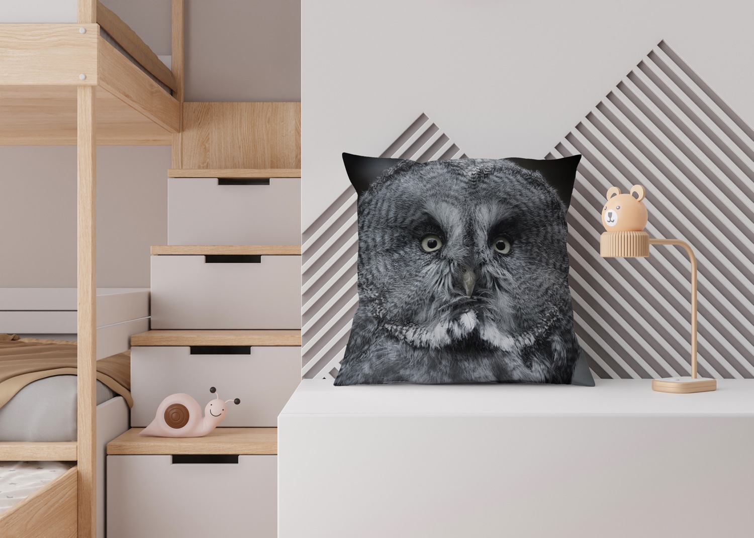 queence Dekokissen »Eulengesicht«, Kissenhülle mit HD Premium Druck, geruchsneutral, 40x40cm