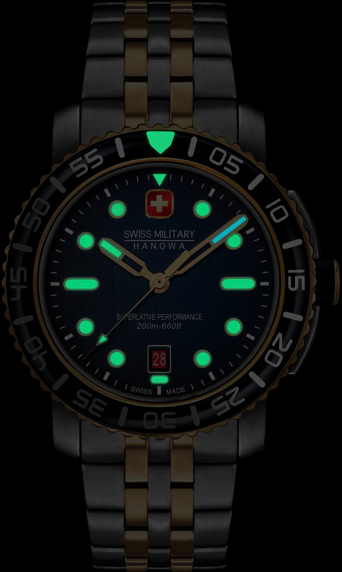 Swiss Military Hanowa Quarzuhr »BLACK MARLIN, SMWGH0001760«, Armbanduhr, Herrenuhr, Schweizer Uhr, Datum, Saphirglas, Swiss Made