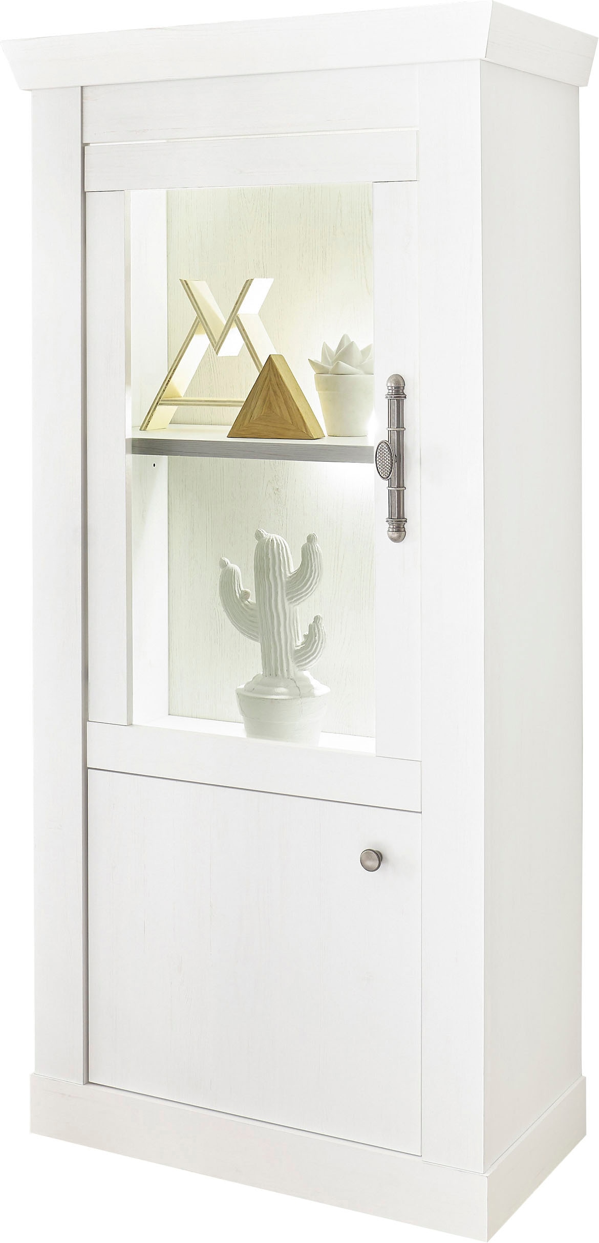 Home affaire Vitrine »RAVENNA«, im romantischen Landhausstil, Griff aus Metall, Höhe 146 cm