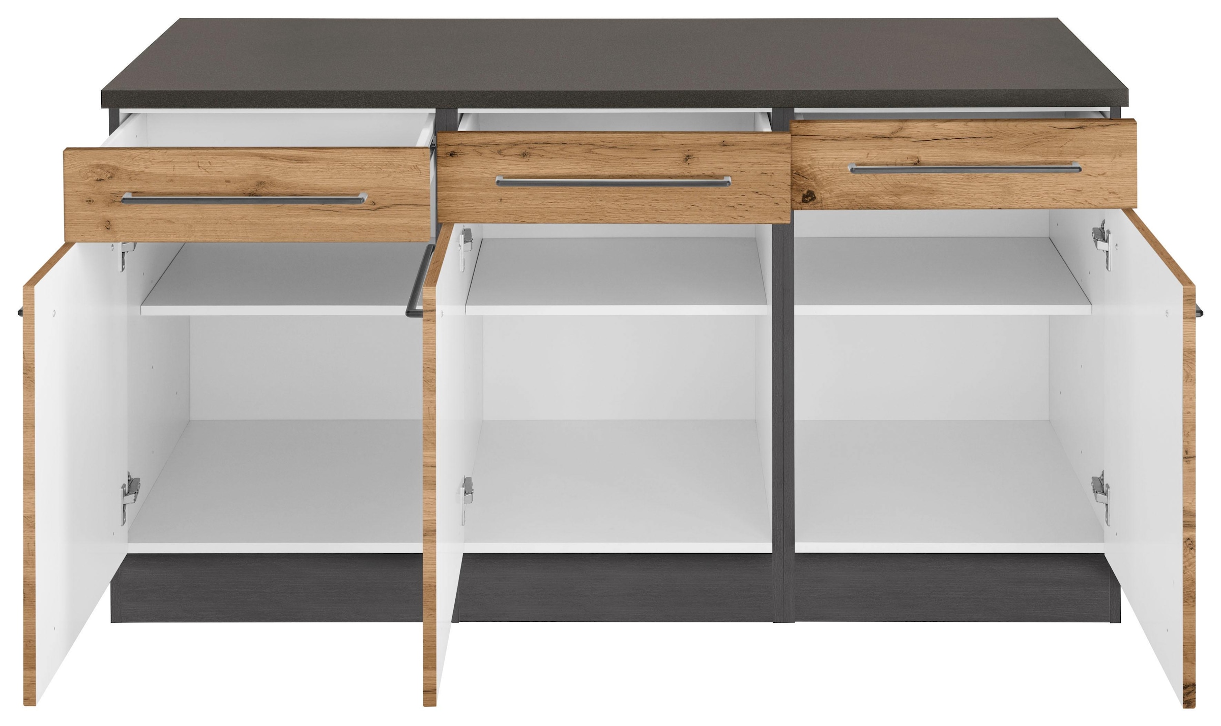 KOCHSTATION Unterschrank »KS-Tulsa«, 150 cm breit, 3 Schubkästen, 3 Türen, auch als Sideboard verwendbar