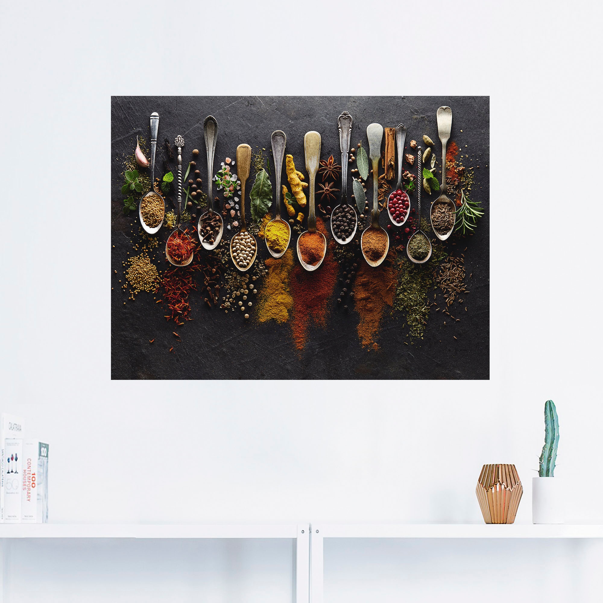 Artland Wandbild »Kräuter Gewürze Schiefer«, Lebensmittel, (1 St.), als Alubild, Outdoorbild, Leinwandbild, Poster, Wandaufkleber