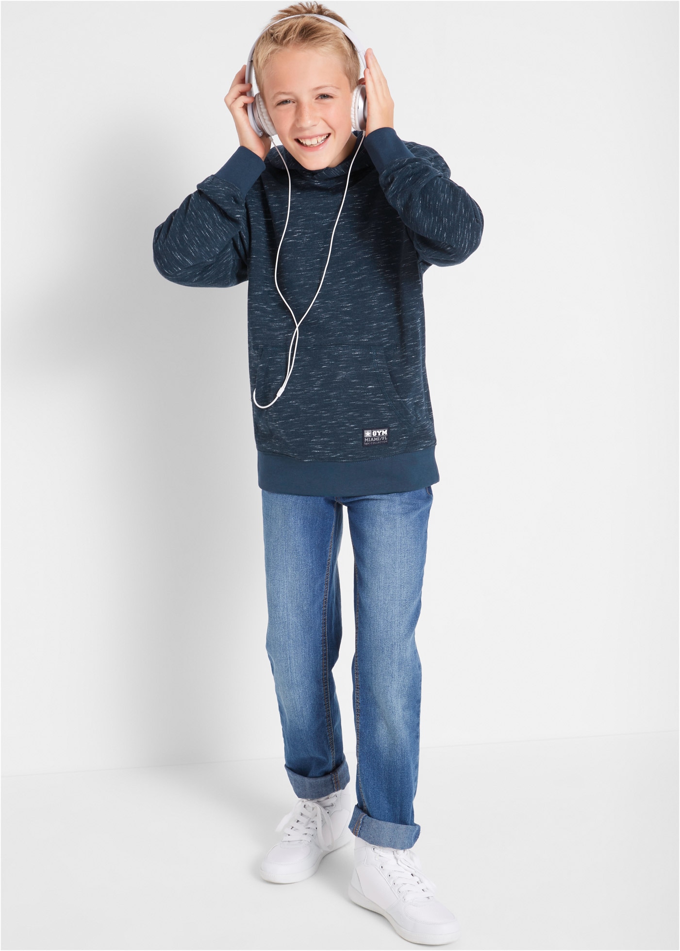 bonprix Hoodie , lockere Passform, mit Kapuzenfutter, Melange-Optik
