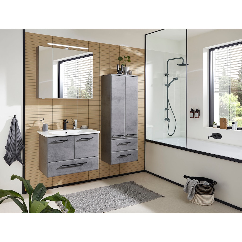 Saphir Badezimmerspiegelschrank »Quickset 945 Badschrank, 3 Spiegeltüren, 6 Einlegeböden, 80 cm breit«