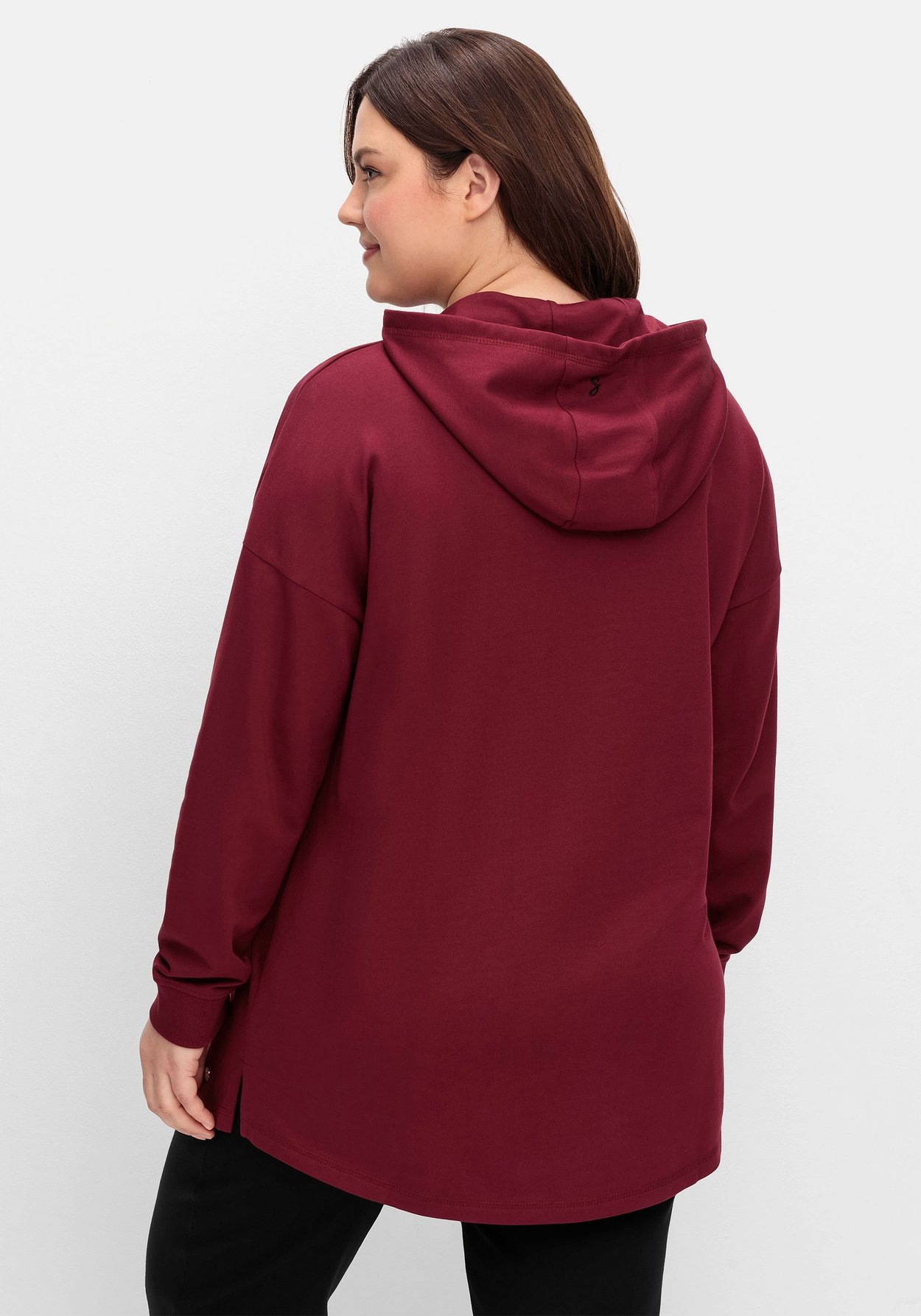 Sheego Kapuzensweatshirt »Sweatshirt mit überschnittenen Schultern«, mit überschnittenen Schultern