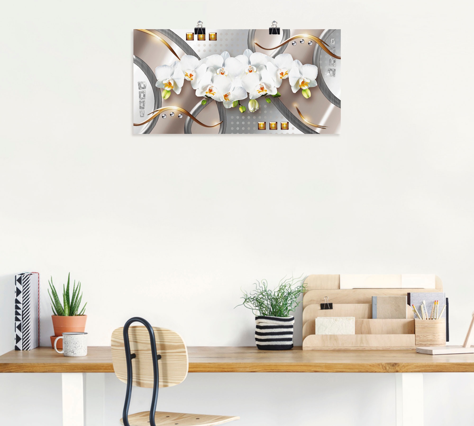 Artland Wandbild »Orchideen mit Elementen«, Blumen, (1 St.), als Leinwandbild, Poster in verschied. Größen