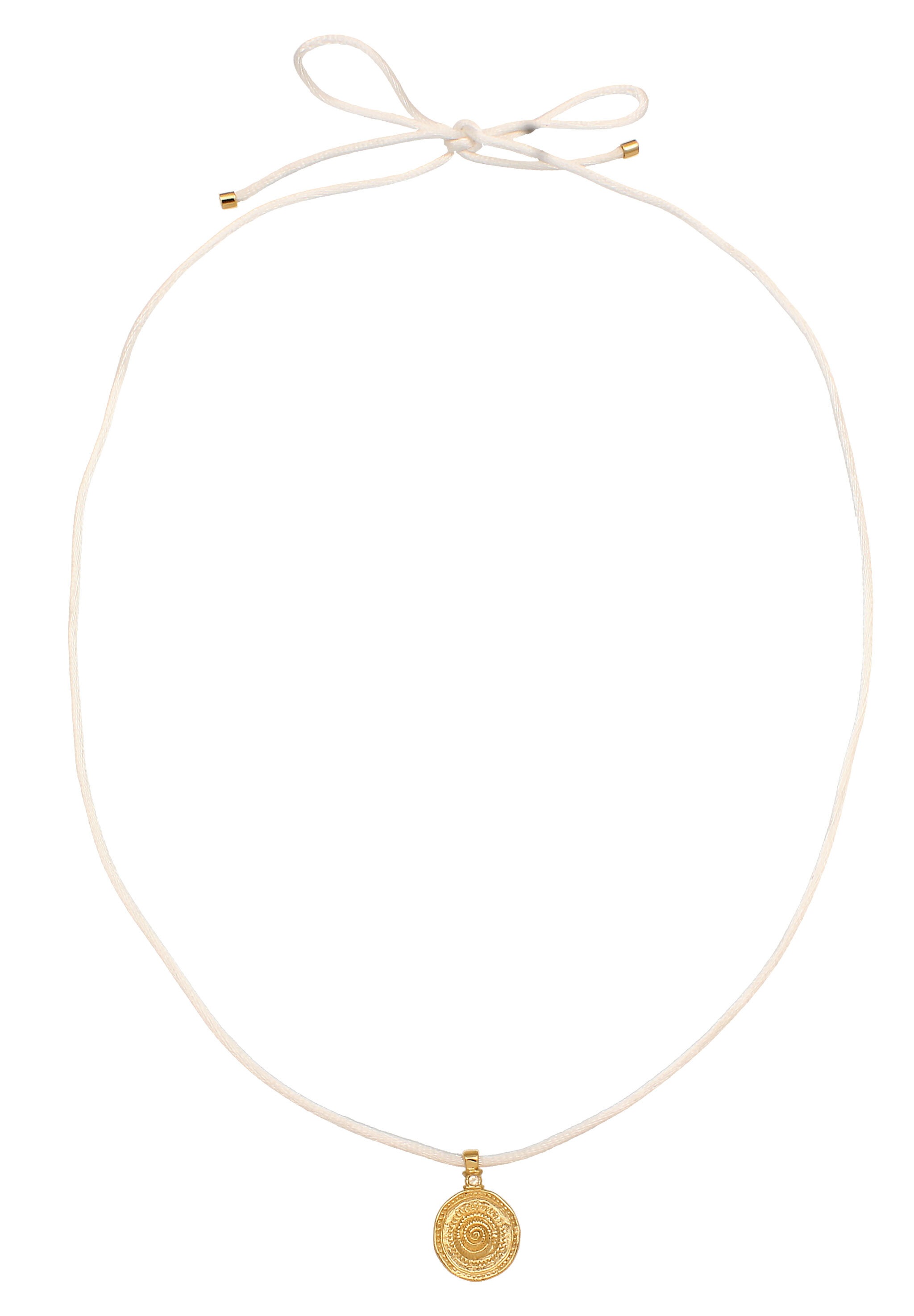 HAZE & GLORY Kette mit Anhänger »Halskette Satin mit Muschel Anhänger Mondstein 925 Silber vergoldet«