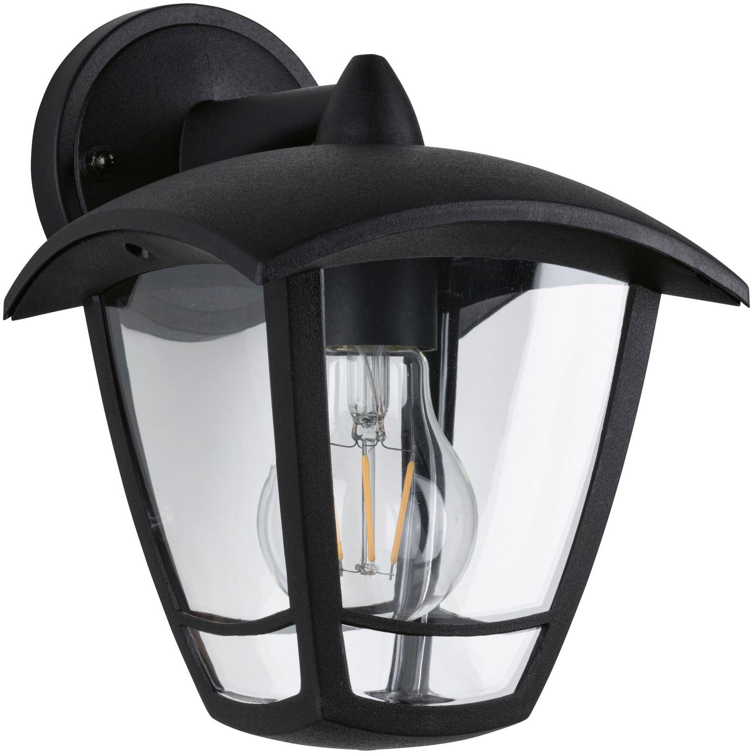 Paulmann LED Außen-Wandleuchte »Outdoor 230V Classic curved IP44 E27 Klarglas/Schwarz«, 1 flammig, Leuchtmittel E27 | ohne Leuchtmittel, E27, IP44