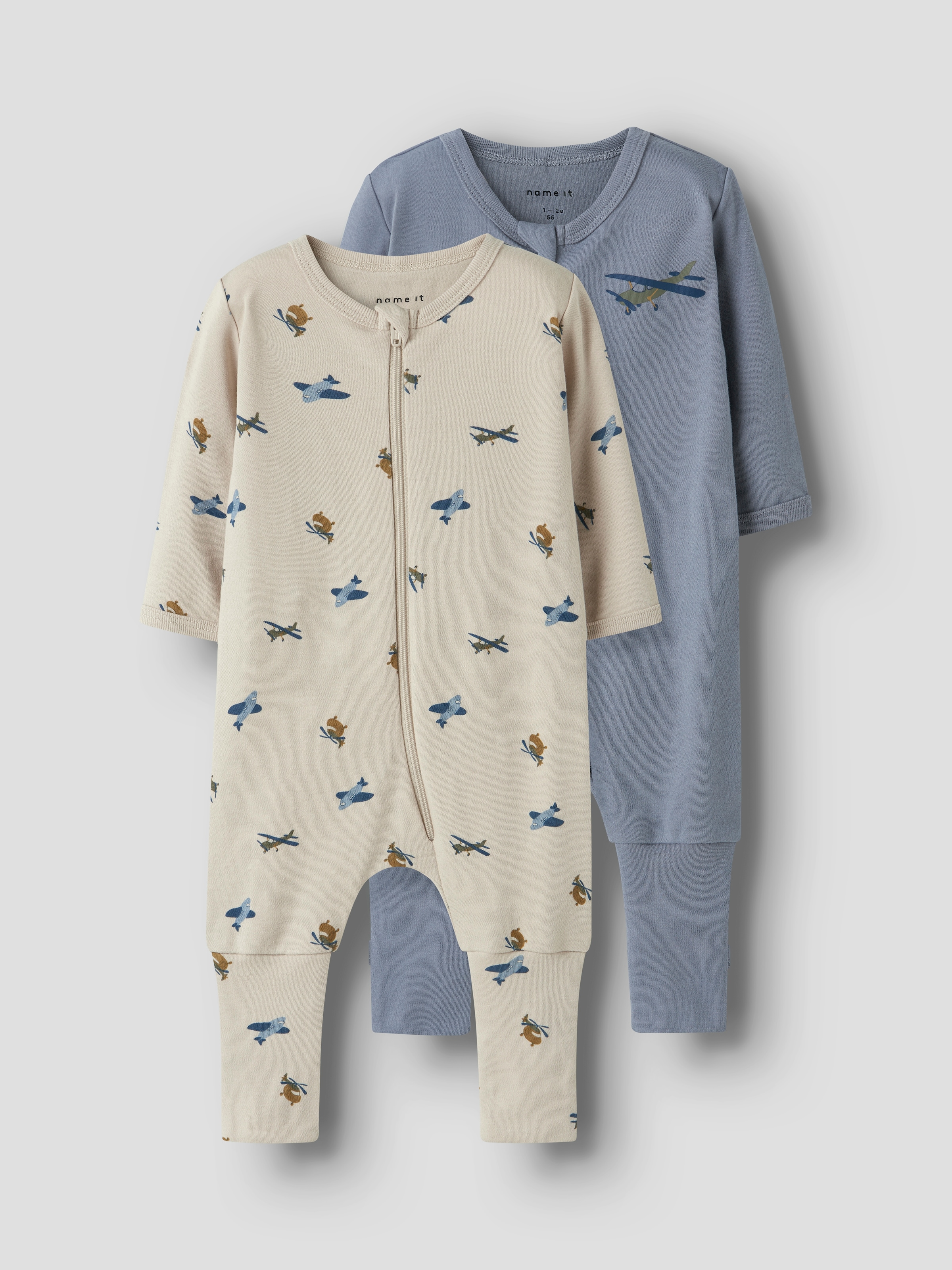 Name It Pyjama »NBMNIGHTSUIT 2P ZIP FF AIRPLANE NOOS« Packung, 2 tlg.