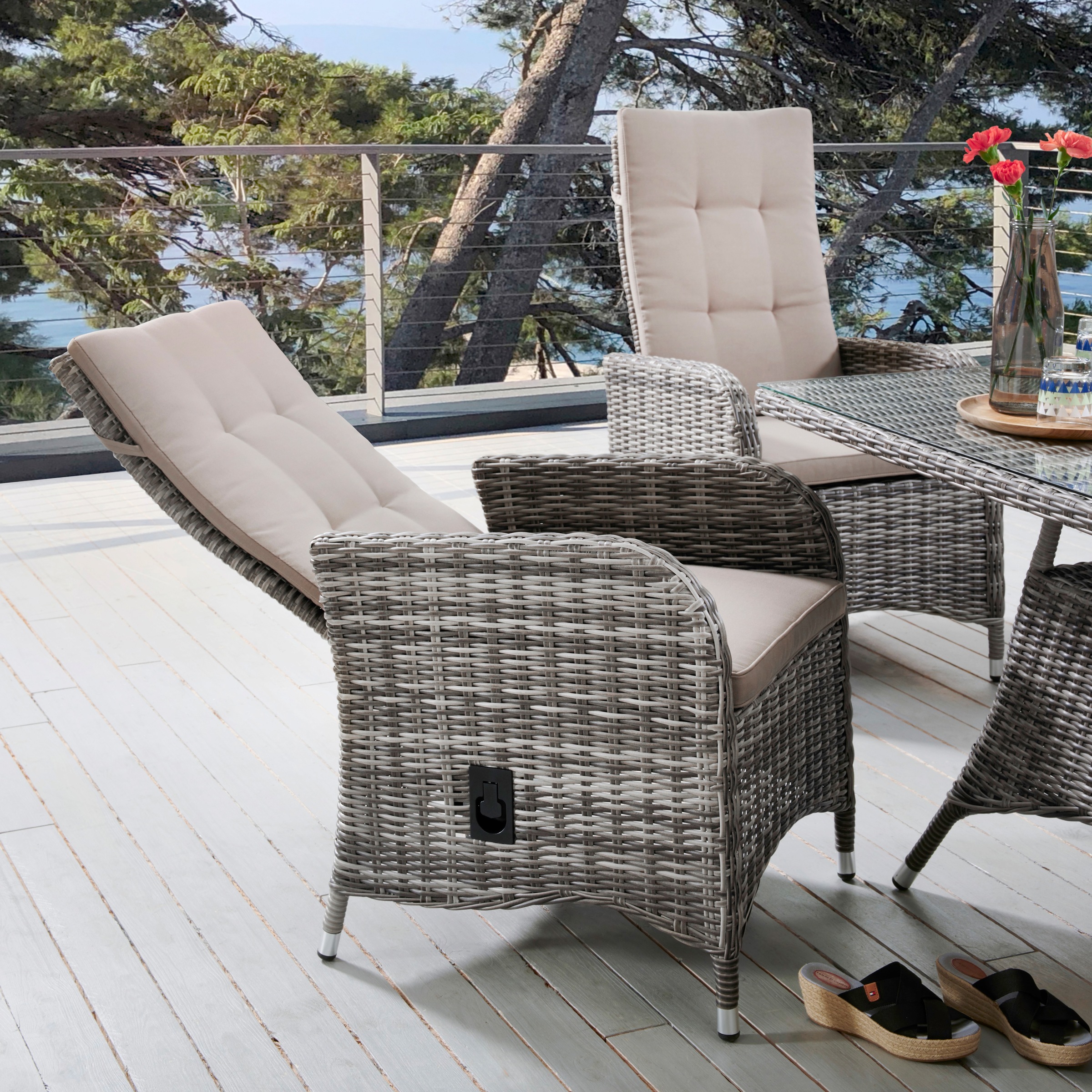 Destiny Hochlehner »BAHIA«, (Set), 2 St., Aluminium, Polyrattan, inkl. Auflagen