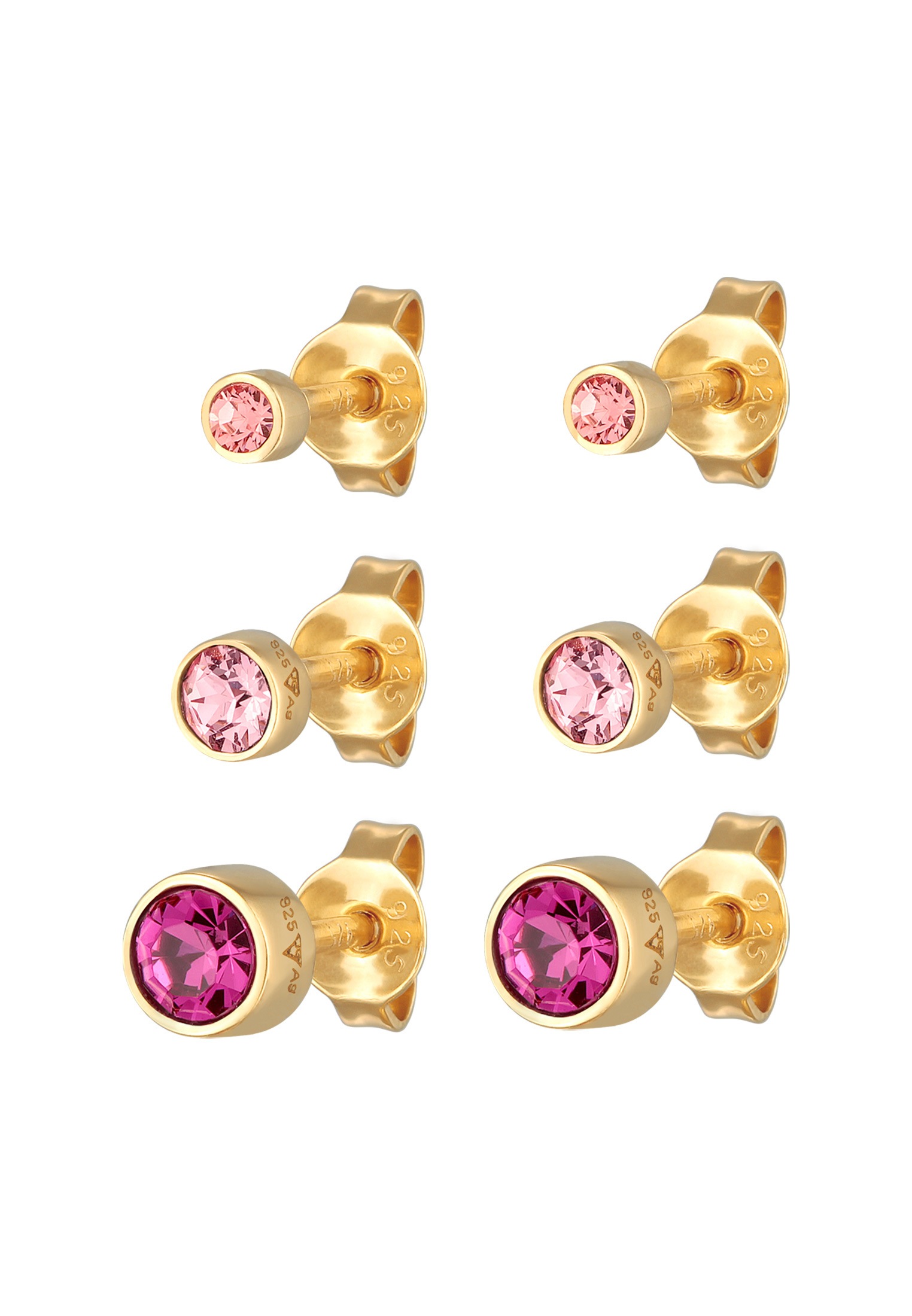 Elli Ohrstecker-Set »Ohrringe Stecker Set Kristalle Rosa 925 Silber«