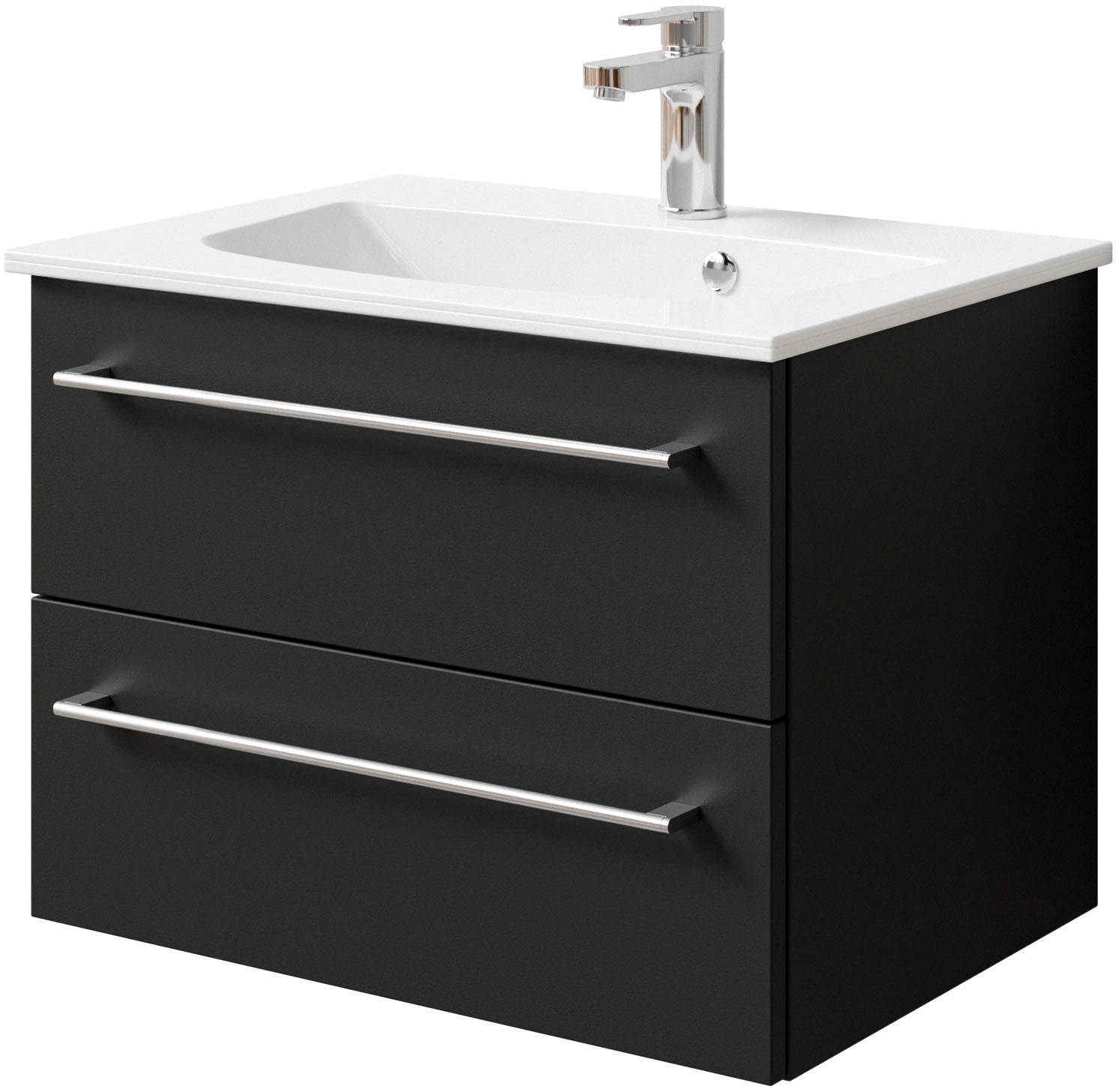 Saphir Waschtisch »Serie 6025 Mineralmarmor-Waschtisch mit Unterschrank in schwarz, Größe B/H/T: 67 cm x 49,9 cm x 48 cm