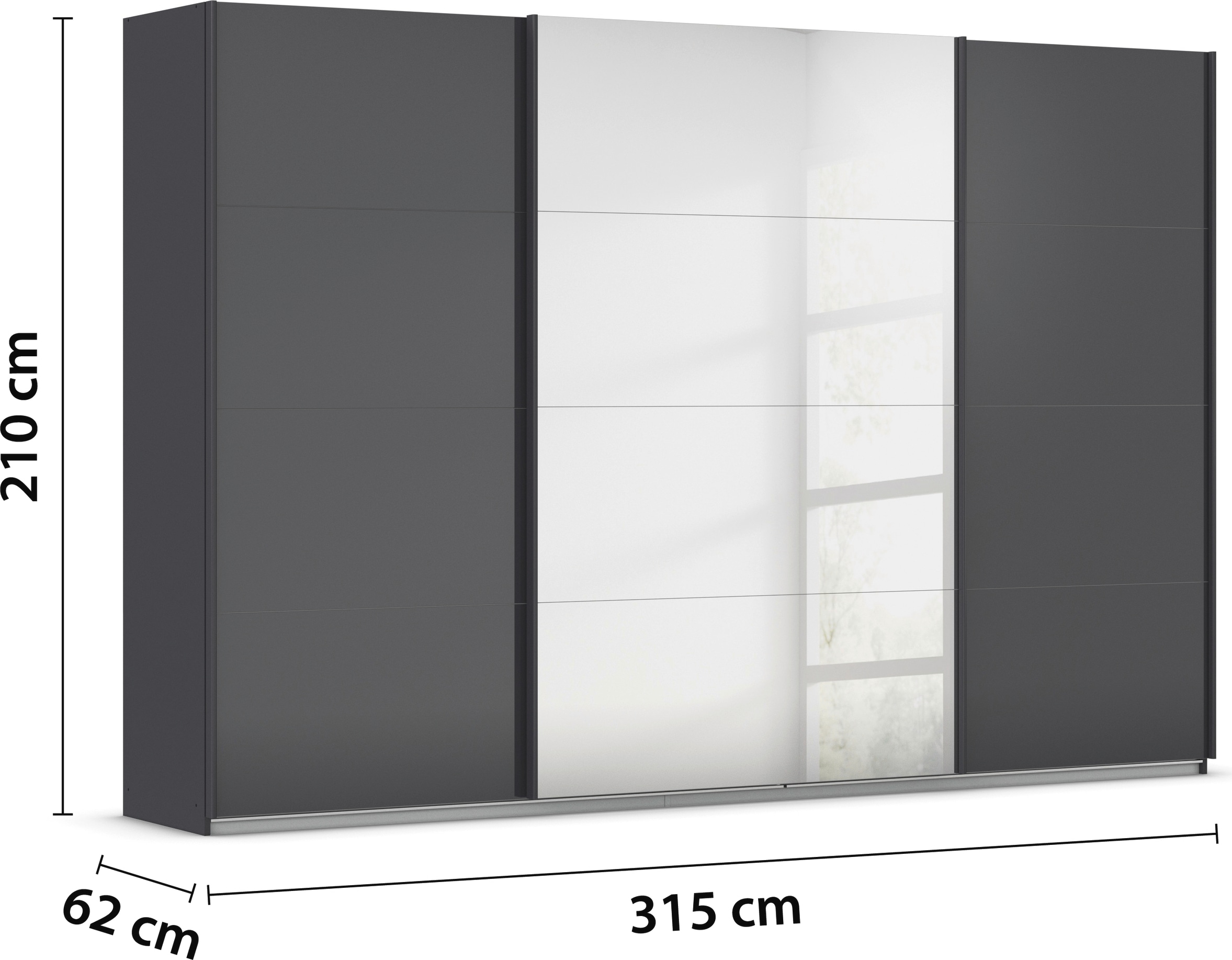 rauch Schwebetürenschrank »Kleiderschrank Kleiderschränke Schrank Garderobe AGORDO mit Glasfront«, durchdachte Innenausstattung, in 4 Breiten und 2 Höhen MADE IN GERMANY