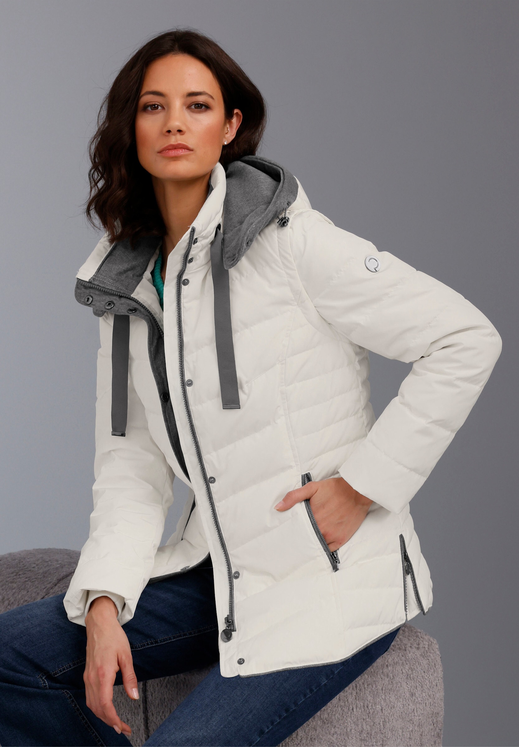 creation L Softshelljacke »Daunen-Steppjacke Daunenjacke mit Westen-Funktion« Abnehmbare Kapuze