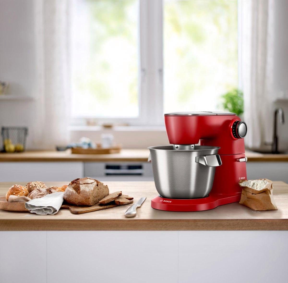 BOSCH Küchenmaschine »Serie 8 MUM9A66R00, Knethaken/Rühr-/Silikonbesen spülm.fest, rot«, Gratis Mixaufsatz Lifestyle Set VeggieLove Plus Wert: UVP € 94,99