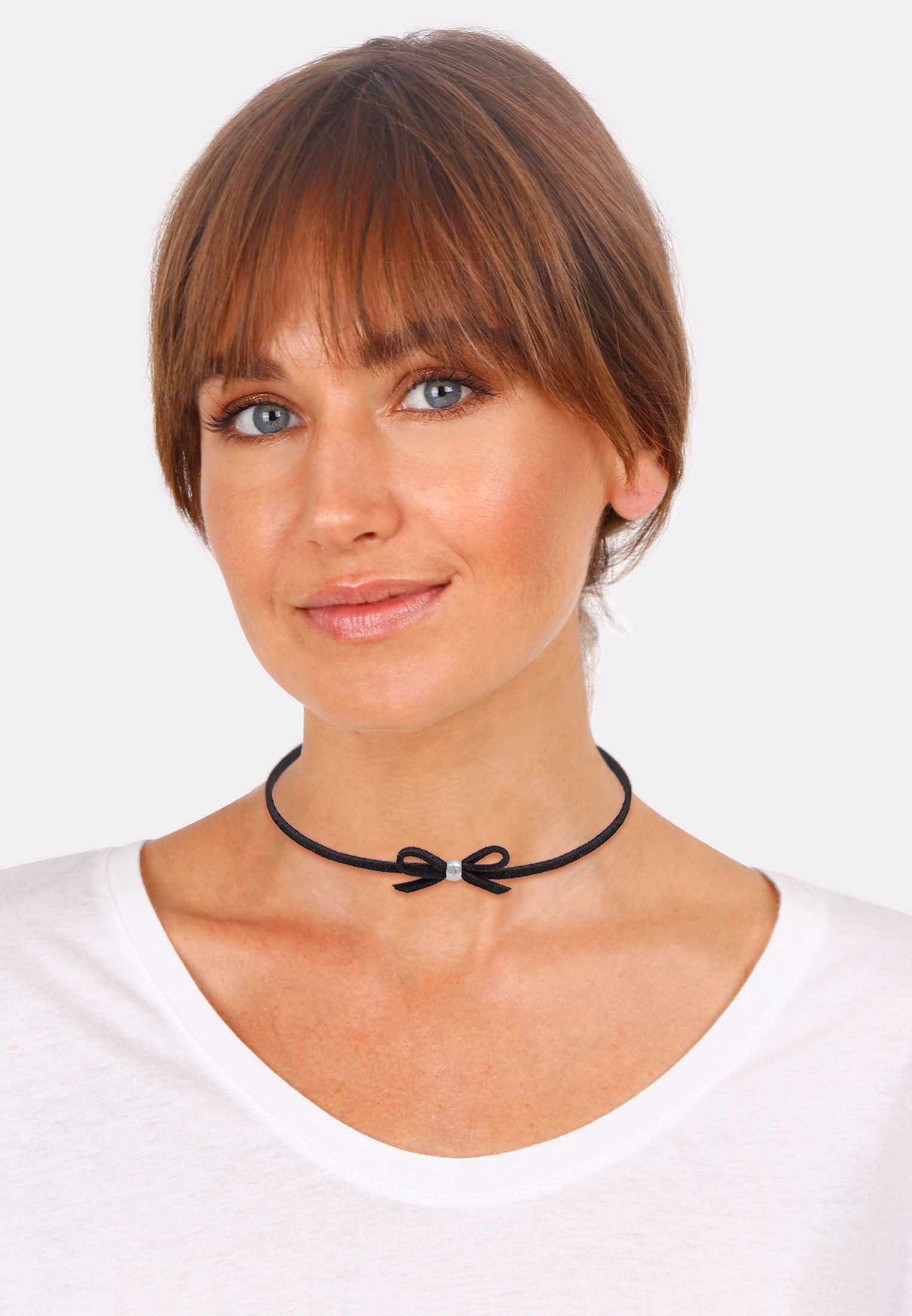 Elli Silberkette »Halskette Choker Velour Look Schleife Schwarz 925 Silber«