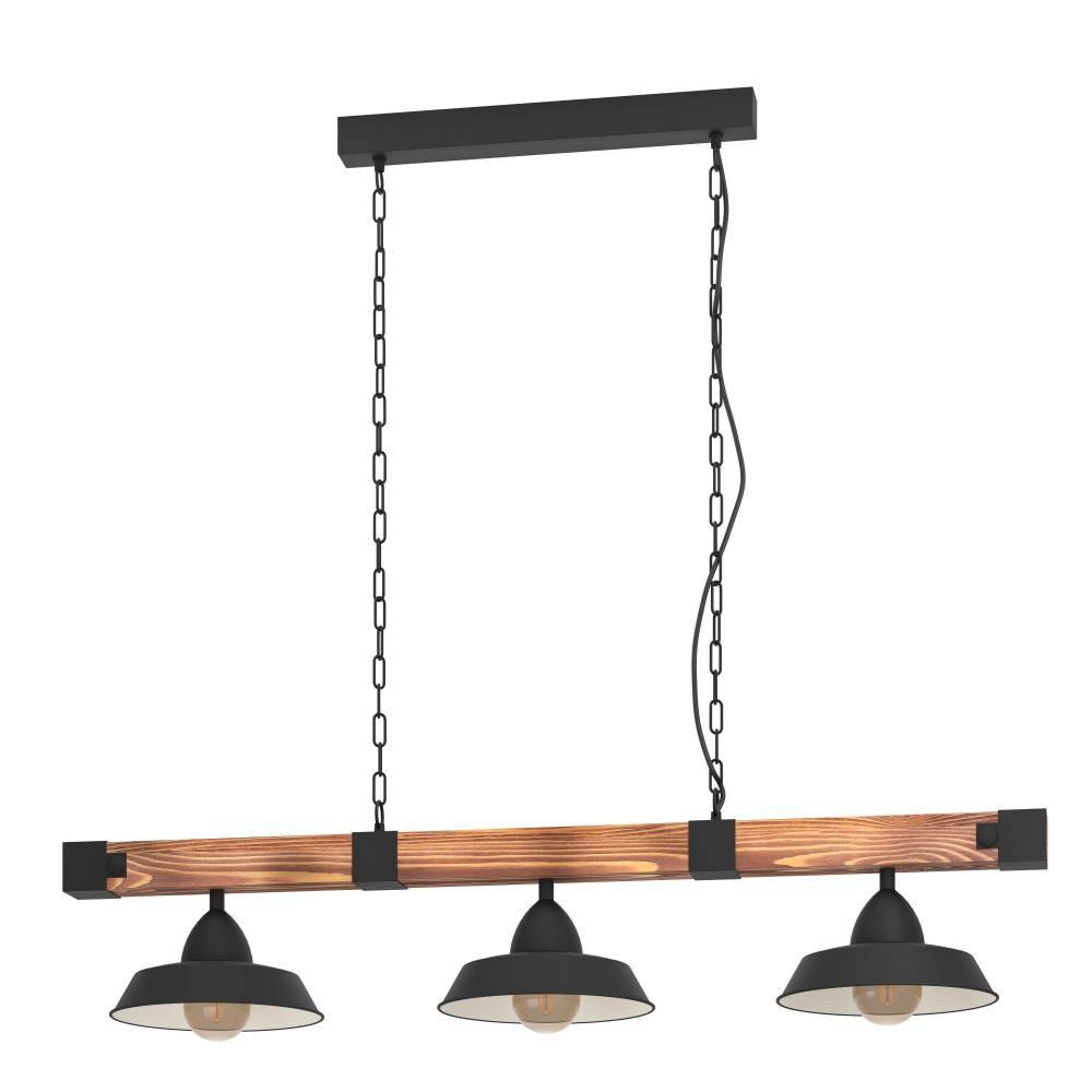 EGLO Hängeleuchte »OLDBURY«, 3 flammig, Leuchtmittel E27 | ohne Leuchtmittel, Vintage Pendelleuchte, Schwarz, braun, E27, 118 cm, FSC zertifiziert