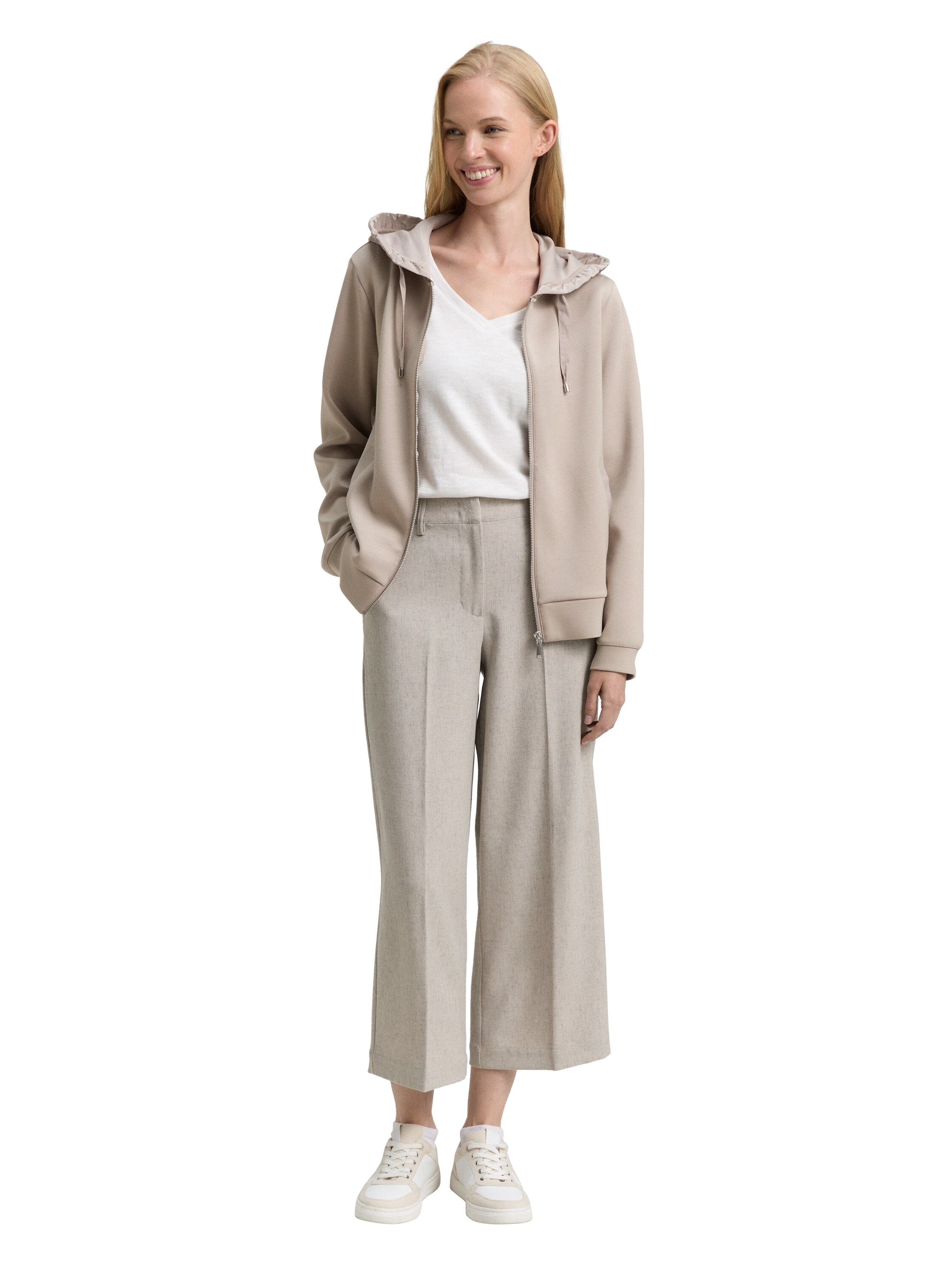 TOM TAILOR Kapuzensweatjacke, mit Viskose und Stretch