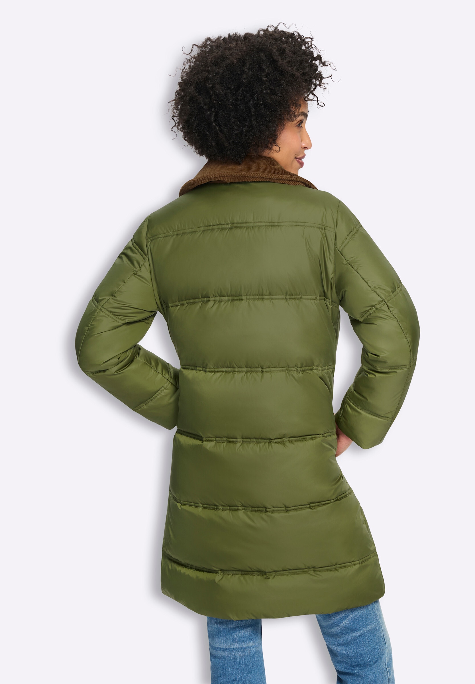 heine Steppjacke »Steppmantel Steppmantel mit Cord-Details« ohne Kapuze