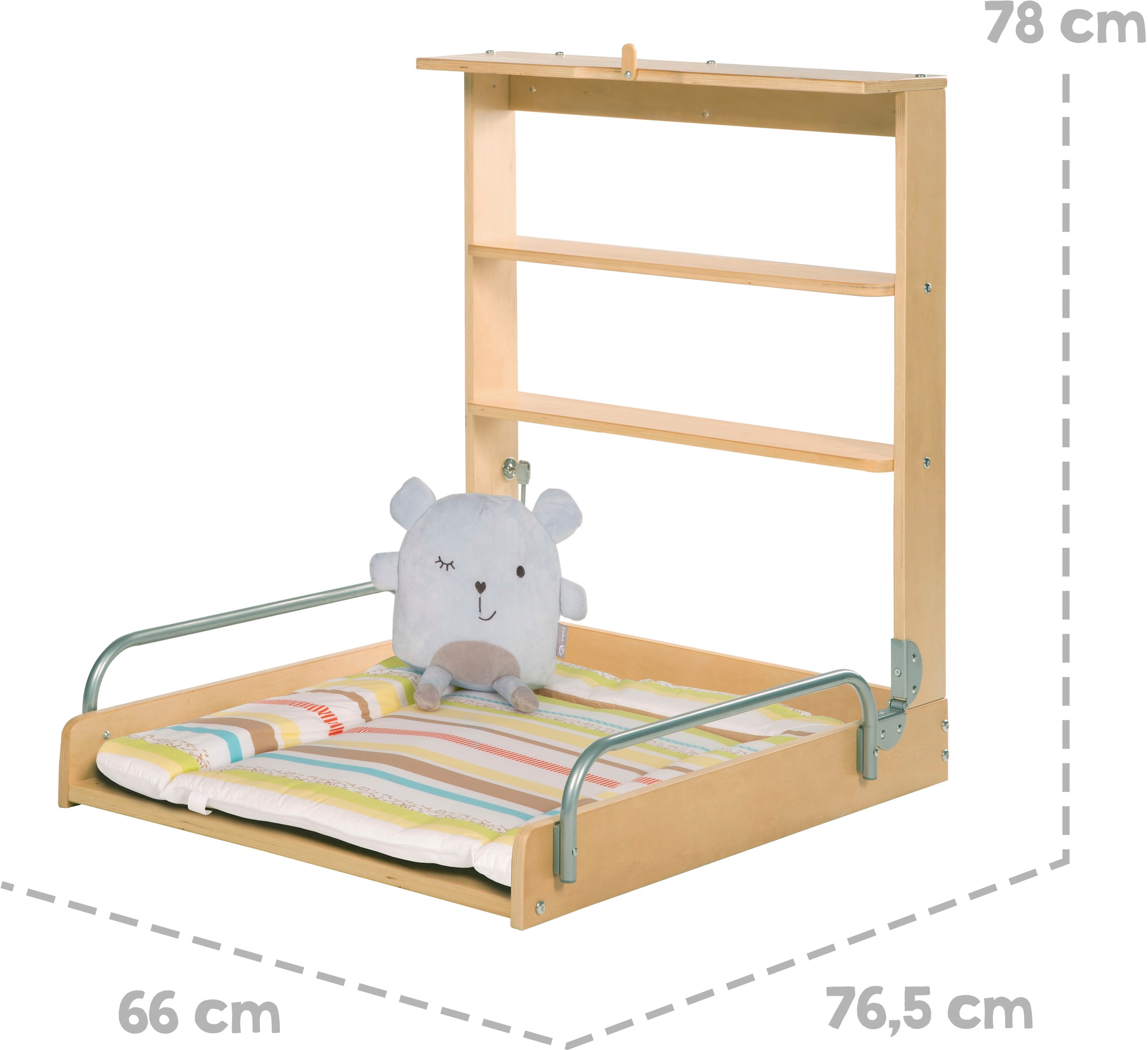 roba® Wickelregal »Wandwickelregal klappbar, inkl. Wickelunterlage Dschungelbaby«, bis 15 kg, zur Montage an die Wand, 67 cm