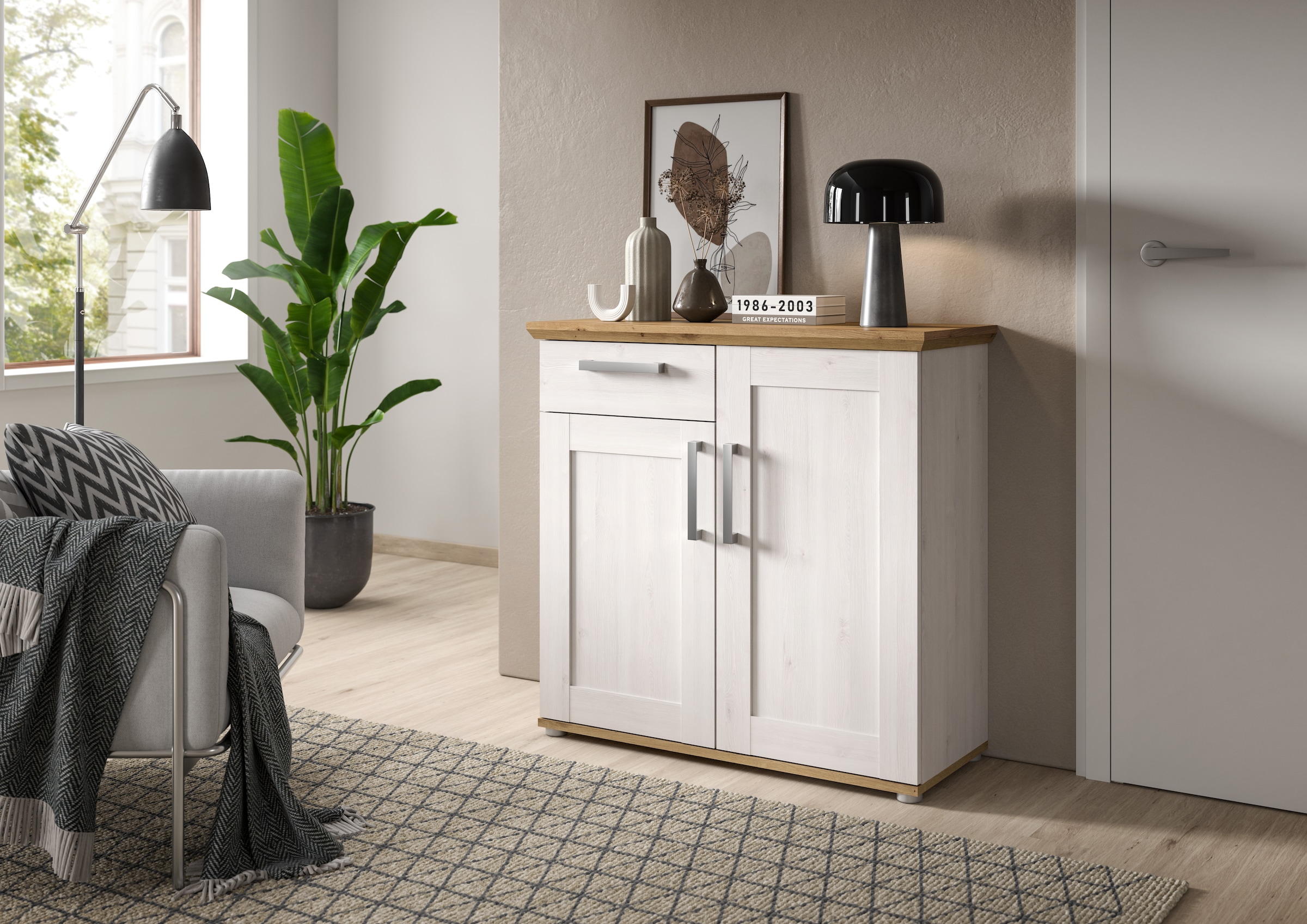 Kommode »Cosenza, Breite 95cm, 2 Türen, 1 Schubkasten«, Kommode, Sideboard, Schrank