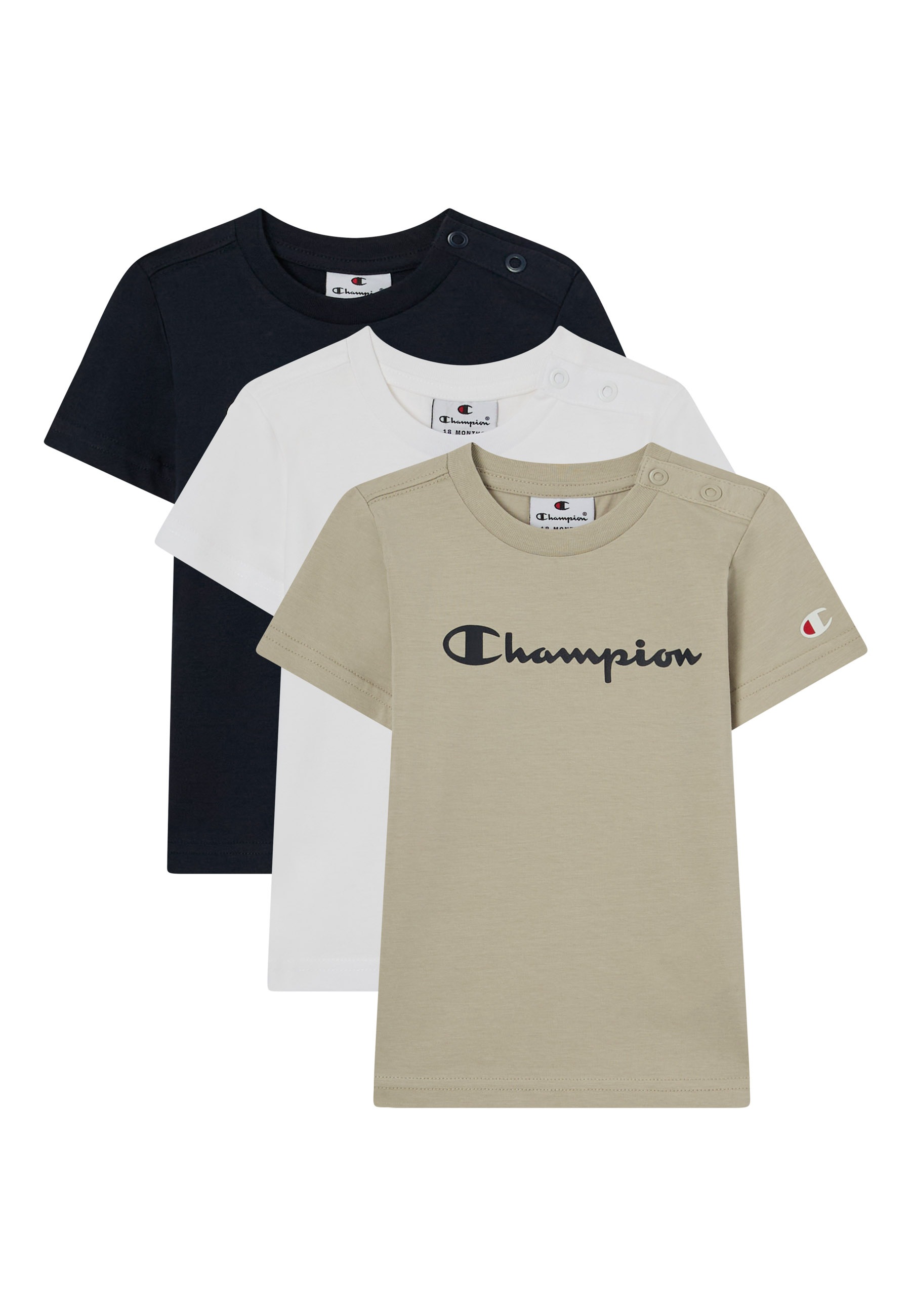Champion T-Shirt »ICONS CONTRAST 3 pack Crewneck T-Shirt« Packung, 3, 3 Stk. für aktive Kinder, dreiteiliges Set, aus Baumwolle und Polyester
