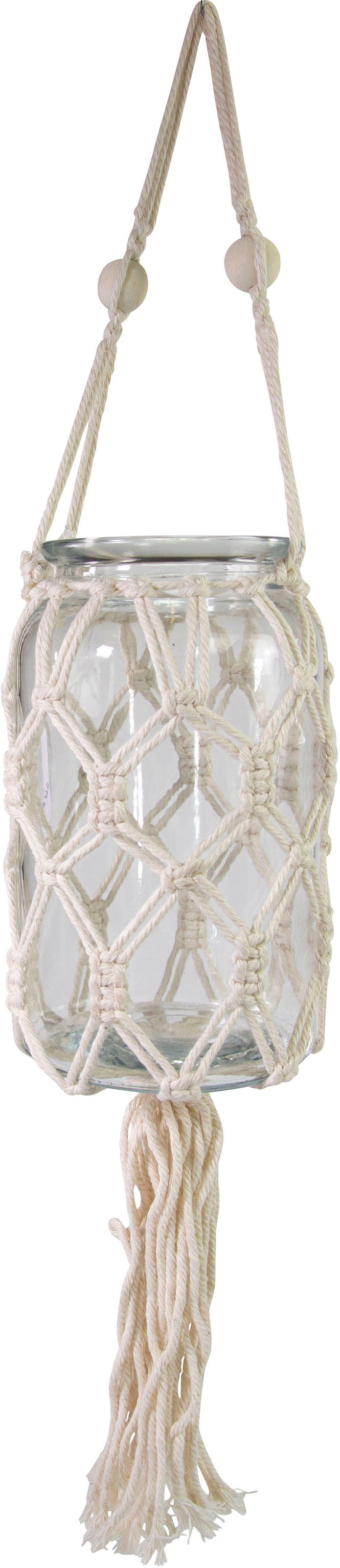 Eulonia Shop »Kerzenhalter Glas Timbers Ø Baumwolle, cm OTTO bestellen im und Online (1 Hängen«, zum Makramee, 10,5 aus Hängewindlicht St.), ca.