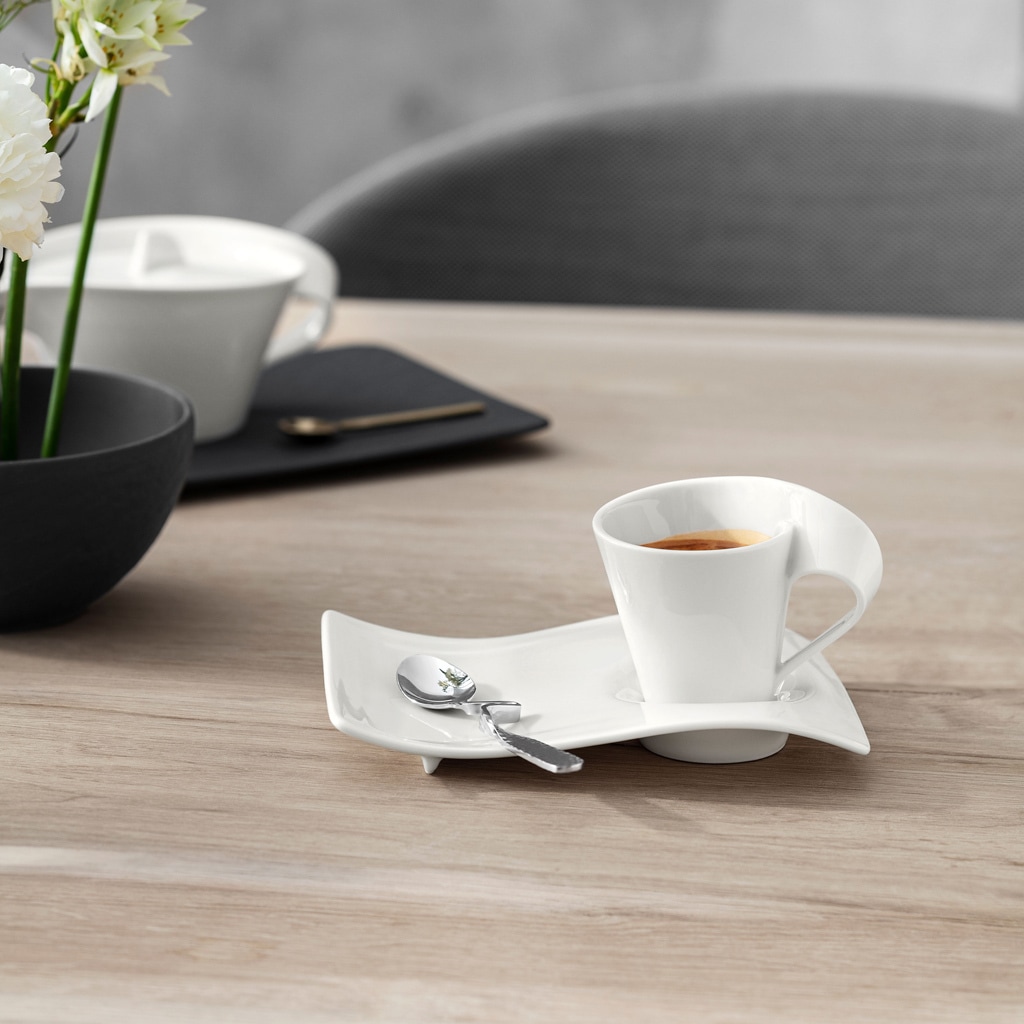 Villeroy & Boch Espressotasse »Espressoset NewWave Caffè 3er Set weiß« Spülmaschinengeeignet, Mikrowellenfest