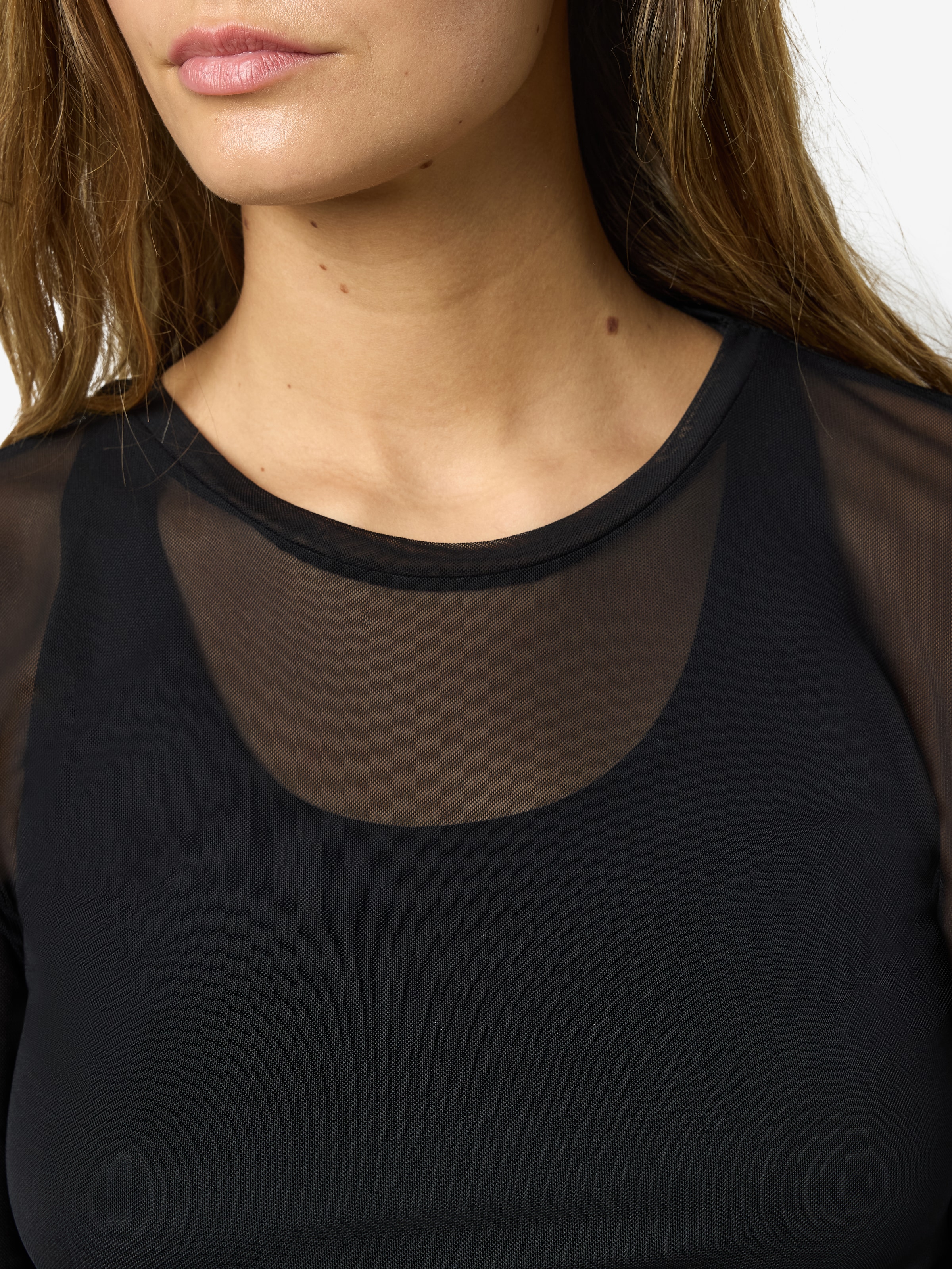 Noisy may Langarmshirt »NMJUDITH L/S MESH TOP BG NOOS«