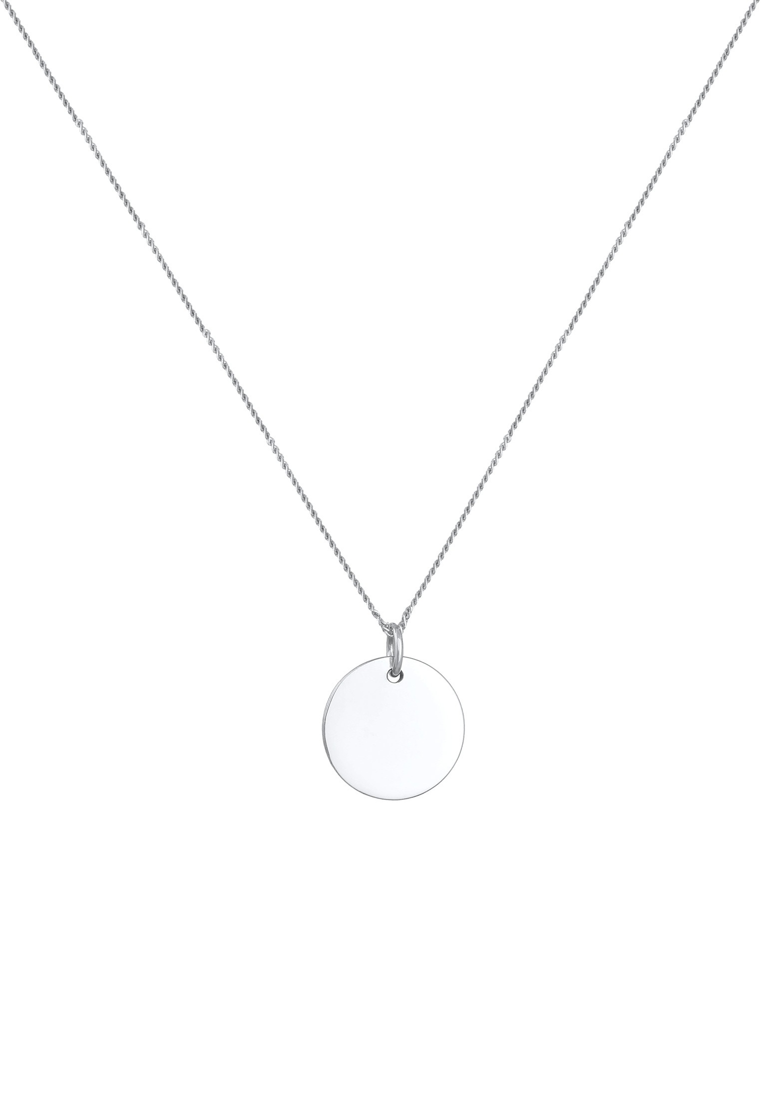Elli Kette mit Anhänger »Halskette Basic Plättchen Panzerkette 925 Silber«