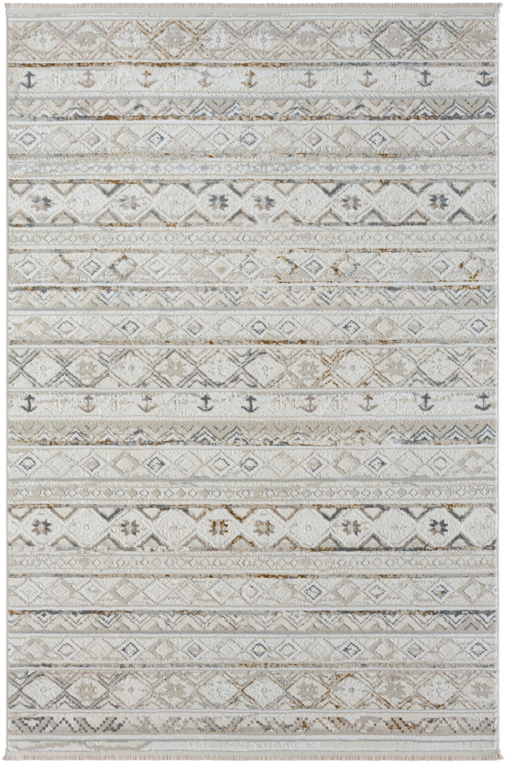 Myflair Möbel & Accessoires Teppich »My Nomady Lagerräumung«, rechteckig, 10 mm Höhe, Kurzflor, Scandi-Design, besonders weich durch Microfaser, mit Fransen