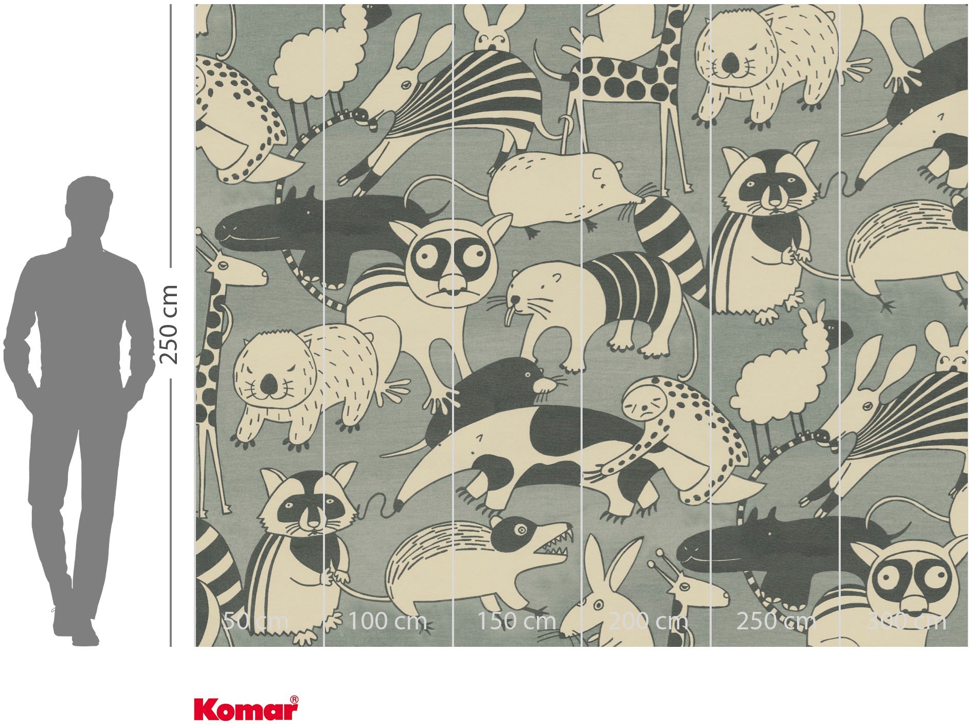 Komar Fototapete »Vlies Fototapete - Wobble Zoo - Größe 300 x 250 cm« Motiv | bedruckt glatt