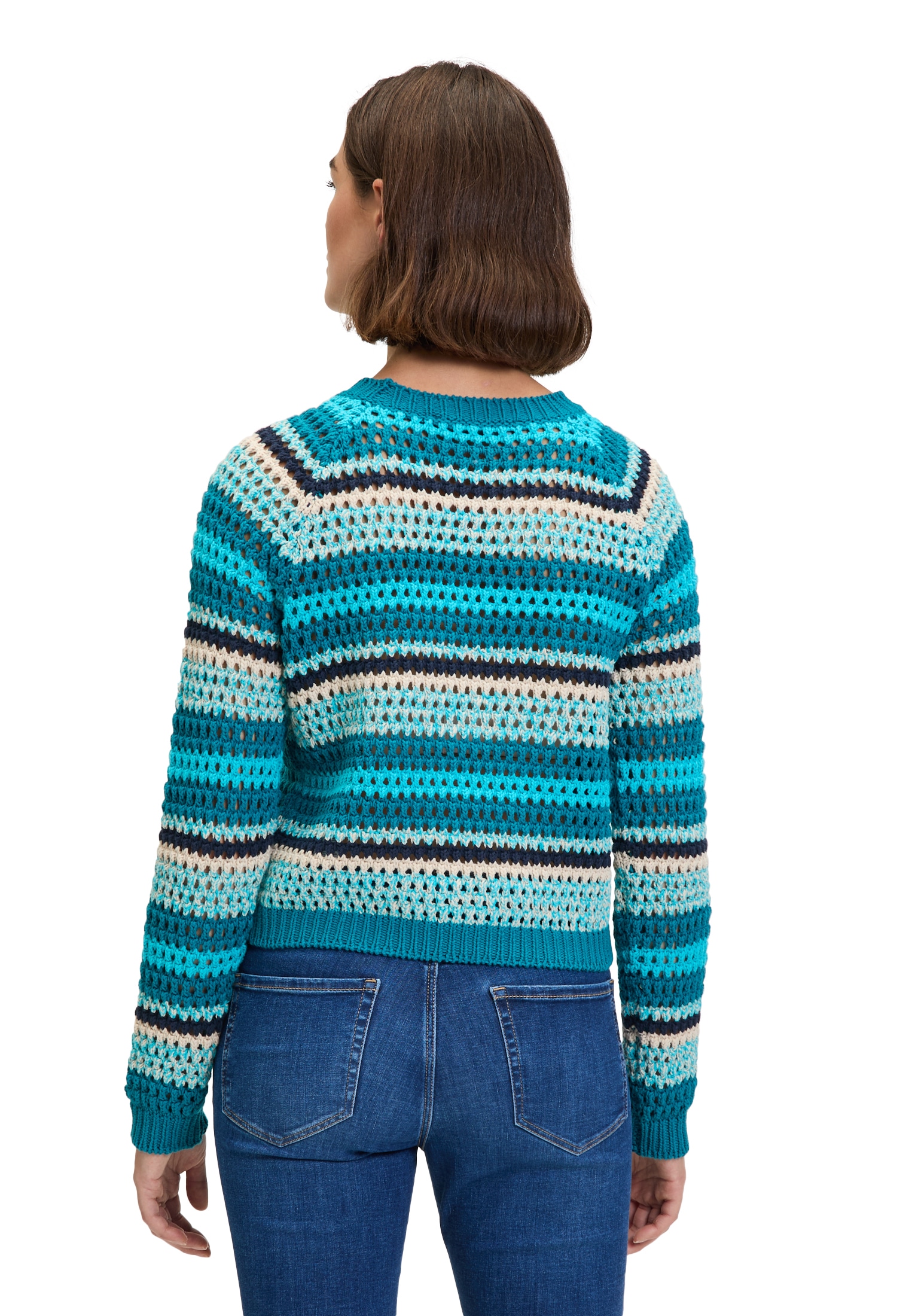 Betty&Co Rundhalspullover »Lochstrick-Pullover mit Rippbündchen«
