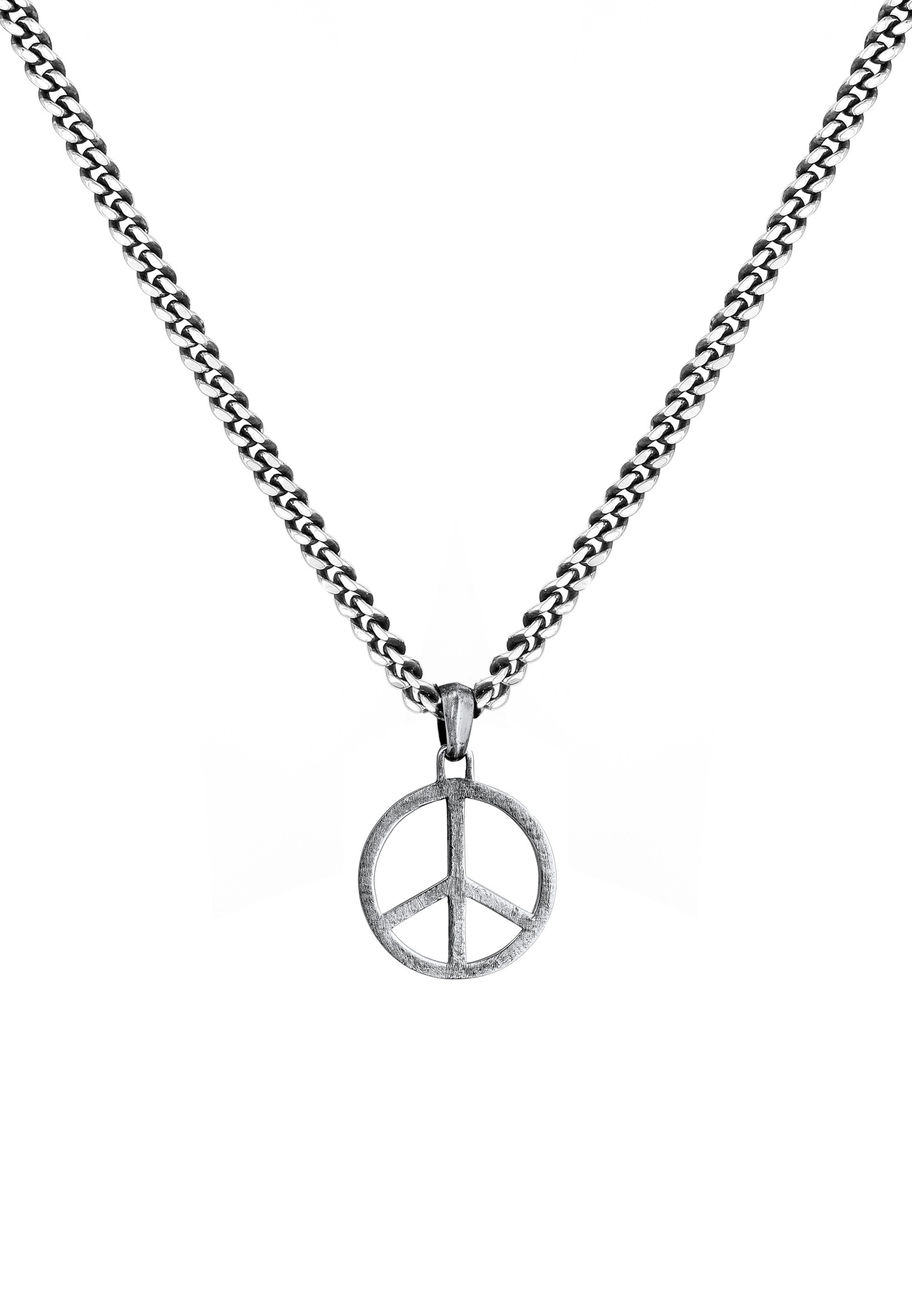 Kuzzoi Kette mit Anhänger »Halskette Herrenkette Peace Oxidiert 925 Silber«