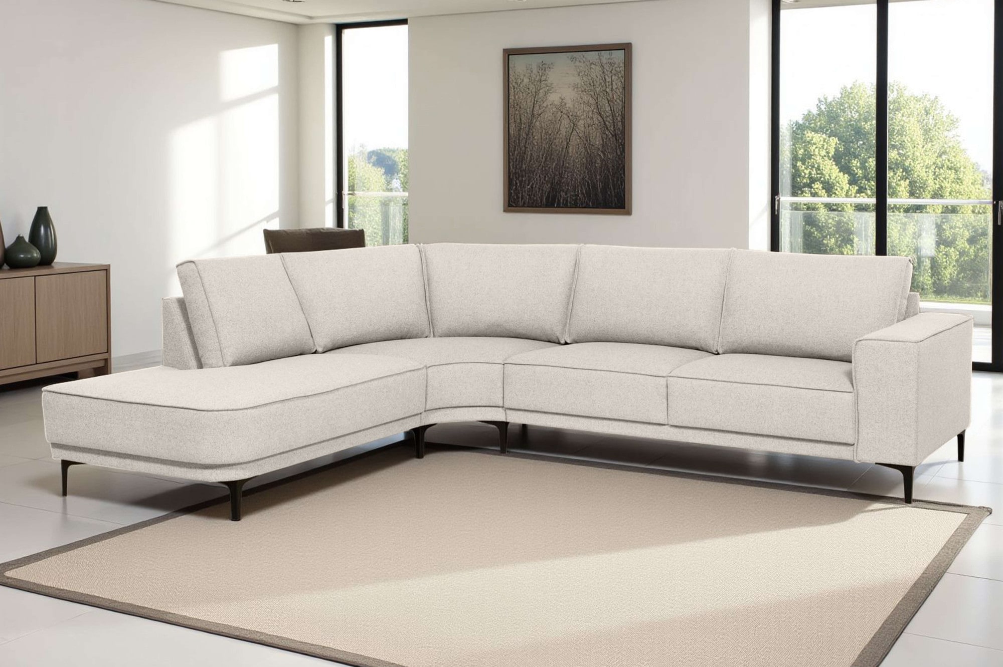 Places of Style Ecksofa »Casina«, mit abgerundeter Ottomane, in einem weichen Chenille-Stoff