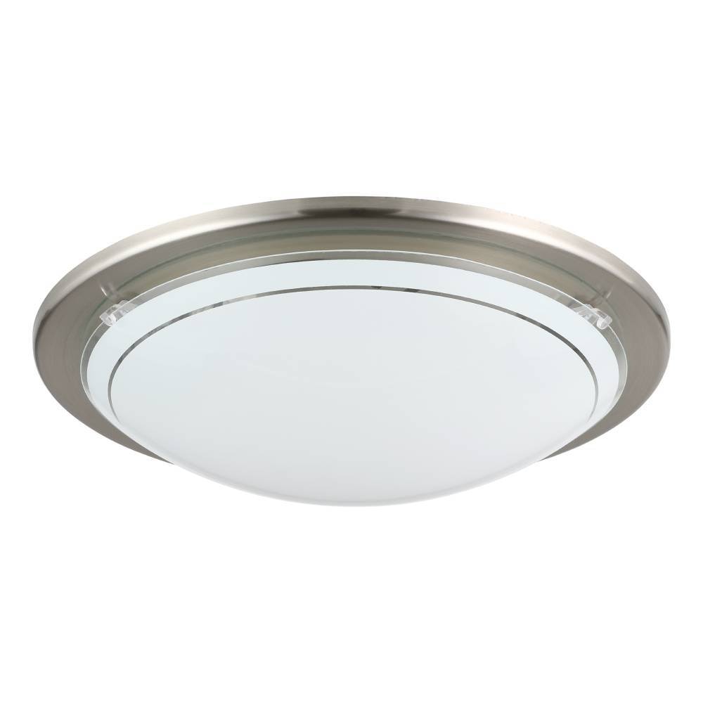 EGLO Deckenleuchte »PLANET 1 Deckenlampe, nickel-matt, Stahl, Glas, Küchenlampe, E27«, 1 flammig, Leuchtmittel E27 | ohne Leuchtmittel, Wohnzimmerlampe, Flurlampe, Esszimmer, Büro, zeitlos, 29x29x8,5cm