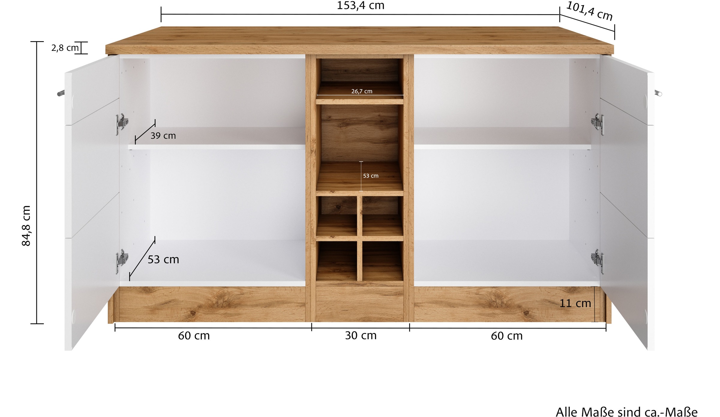 KOCHSTATION Kücheninsel »KS-Wien«, Breite 153 cm, MDF-Fronten, Flaschenregal