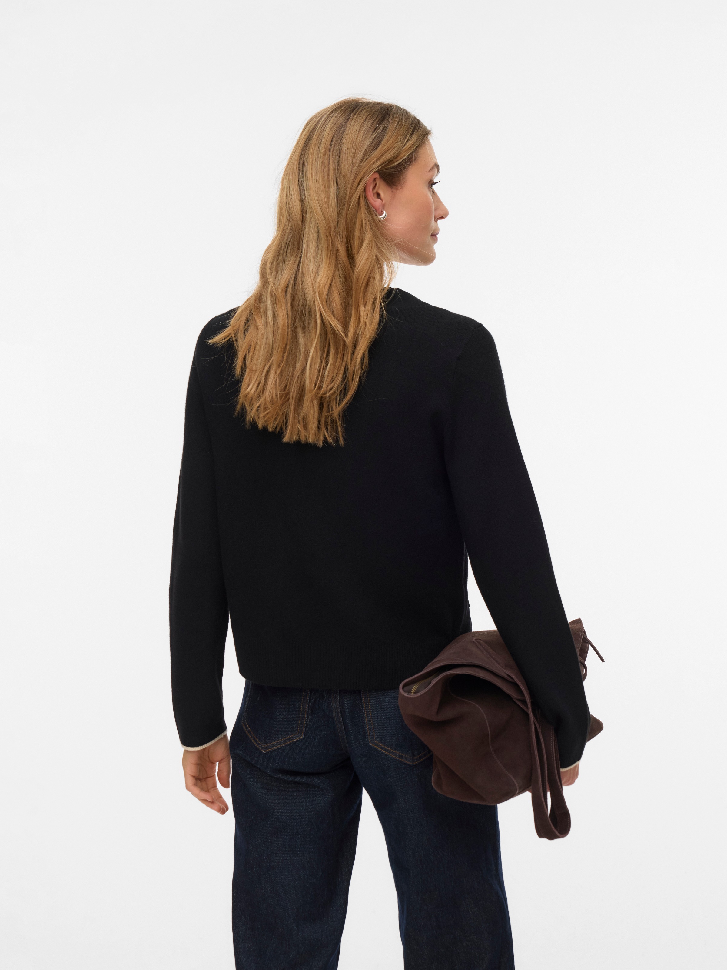 Vero Moda Strickjacke »VMGOLD LS V-NECK CONTRAST CARDIGAN«