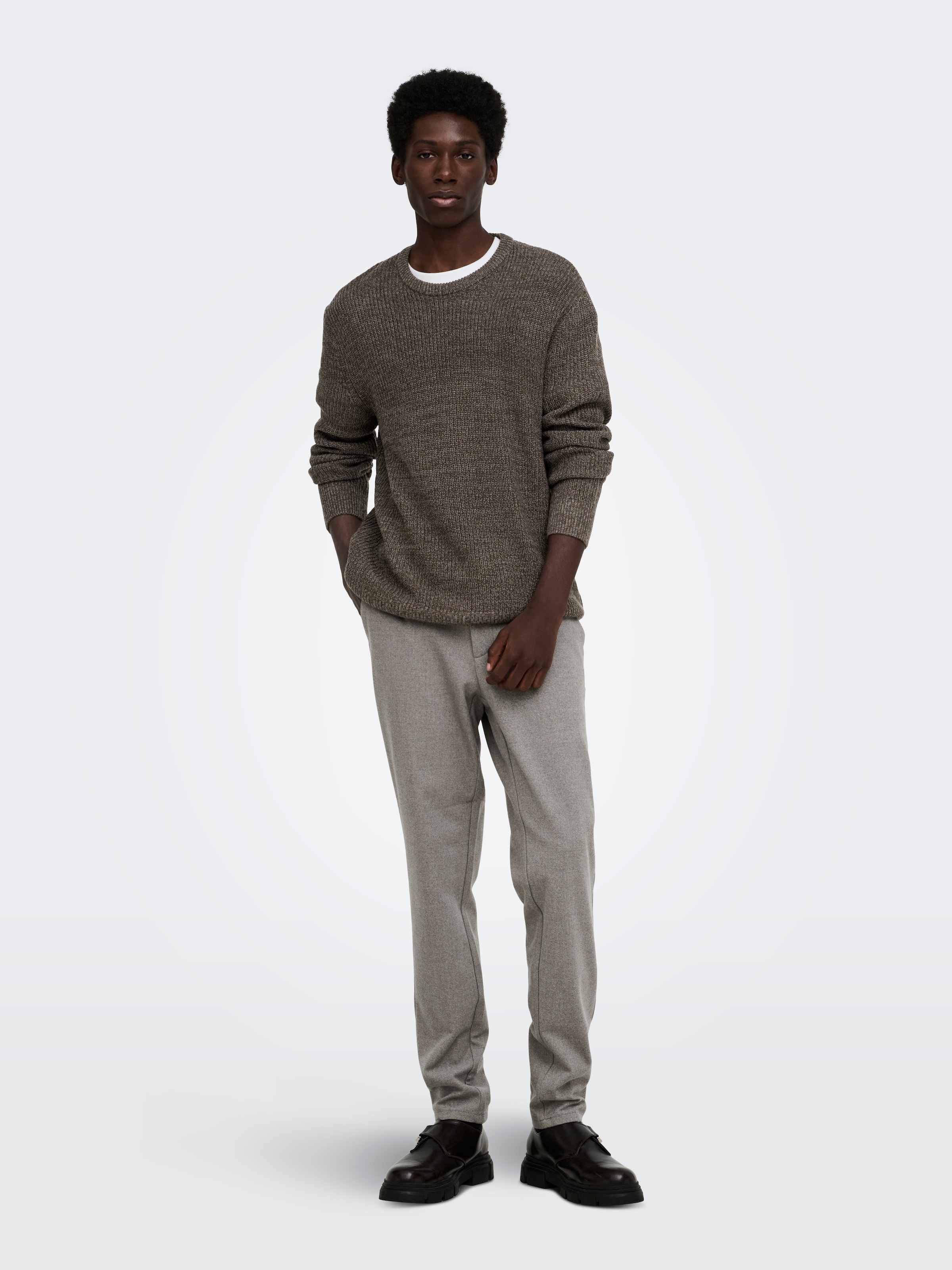 ONLY & SONS Rundhalspullover »ONSJONAS REG CREW NECK KNIT« Kunstfaser, regular fit