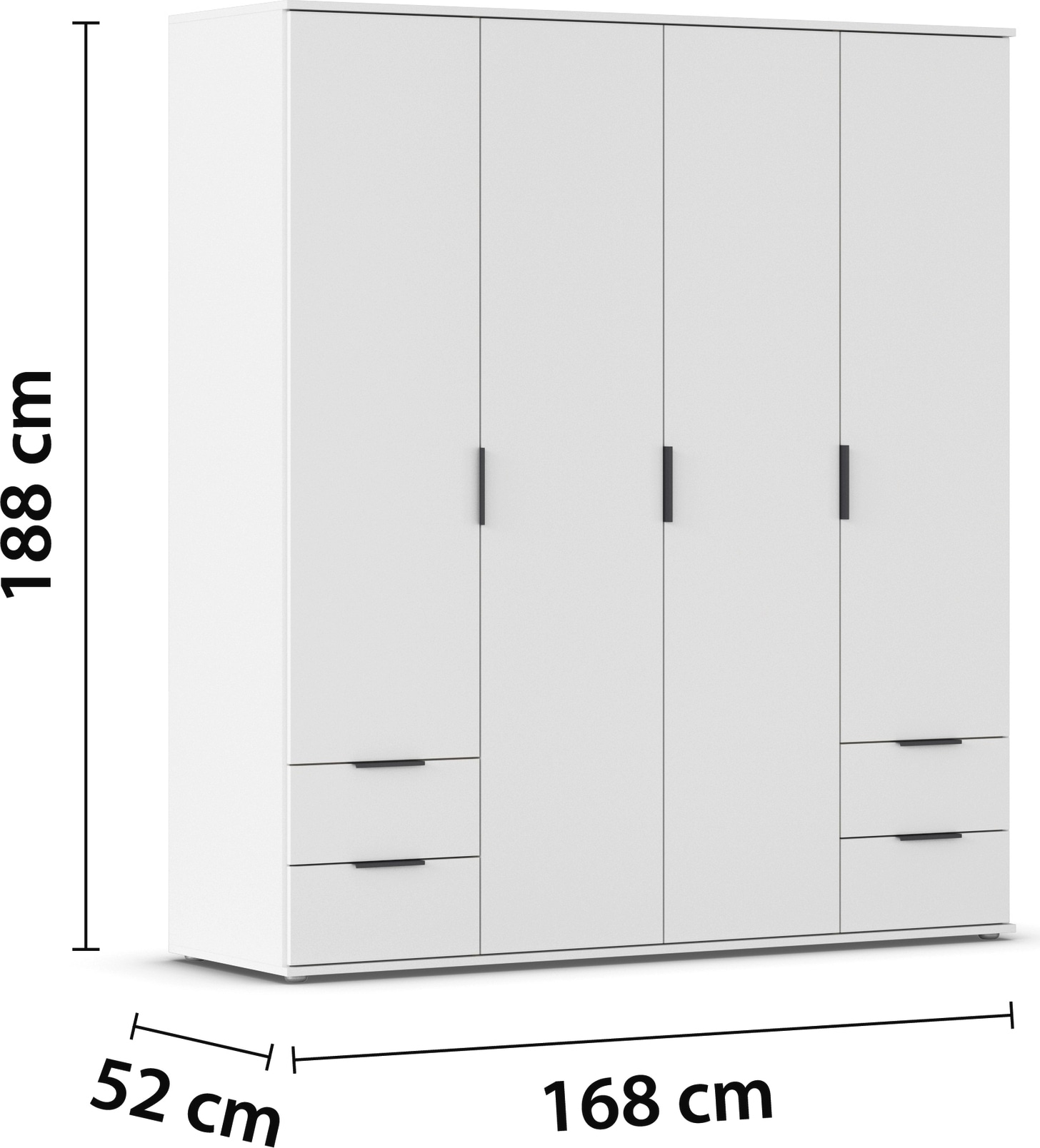 rauch Drehtürenschrank »Kleiderschrank Schrank Garderobe Wäscheschrank ESSEA 4-türig«, Breite 168 cm mit 4 Schubladen und modernen Griffen MADE IN GERMANY